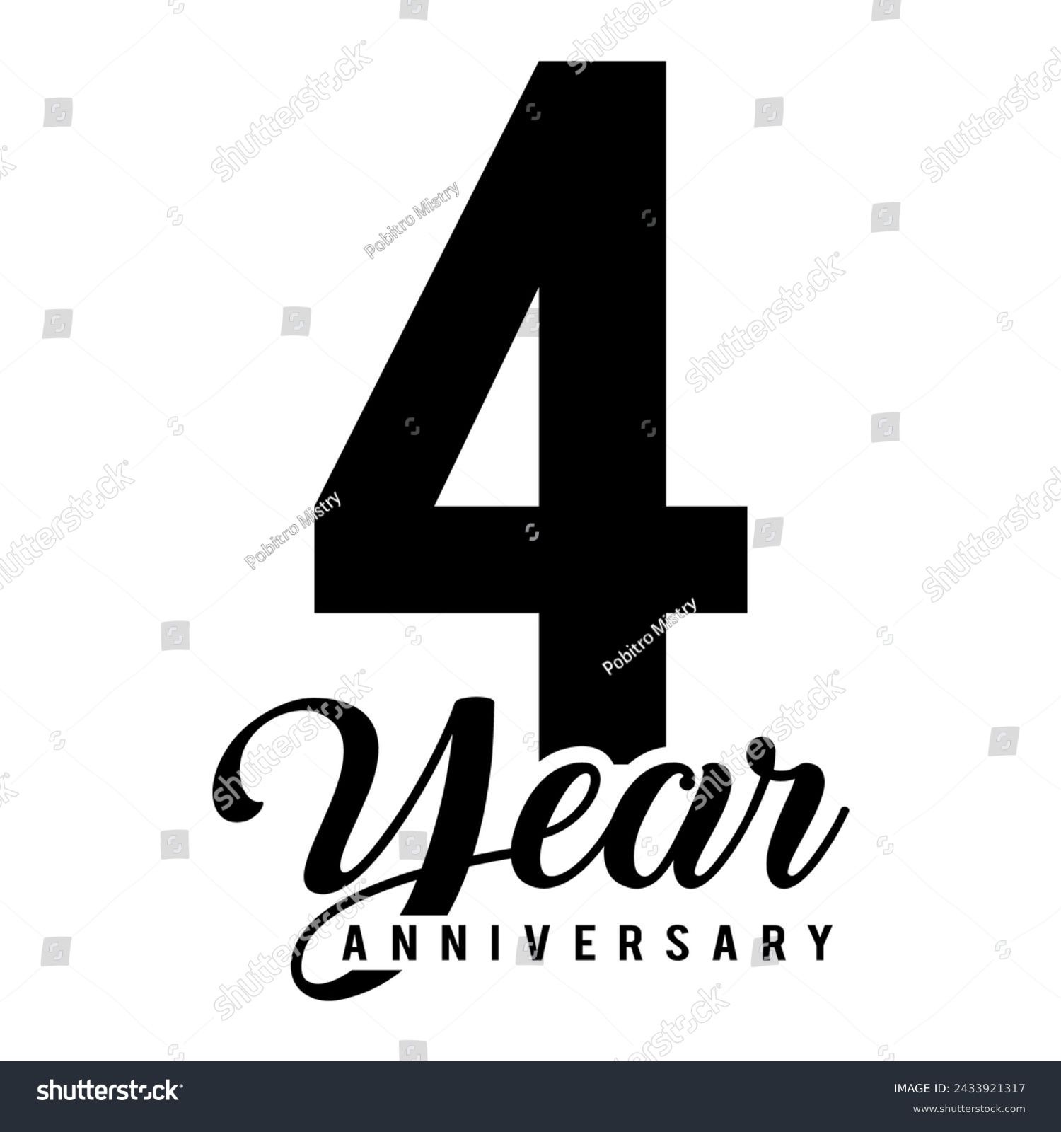 SVG of 4 Year Anniversary wedding wish lettering text vector illustration. svg