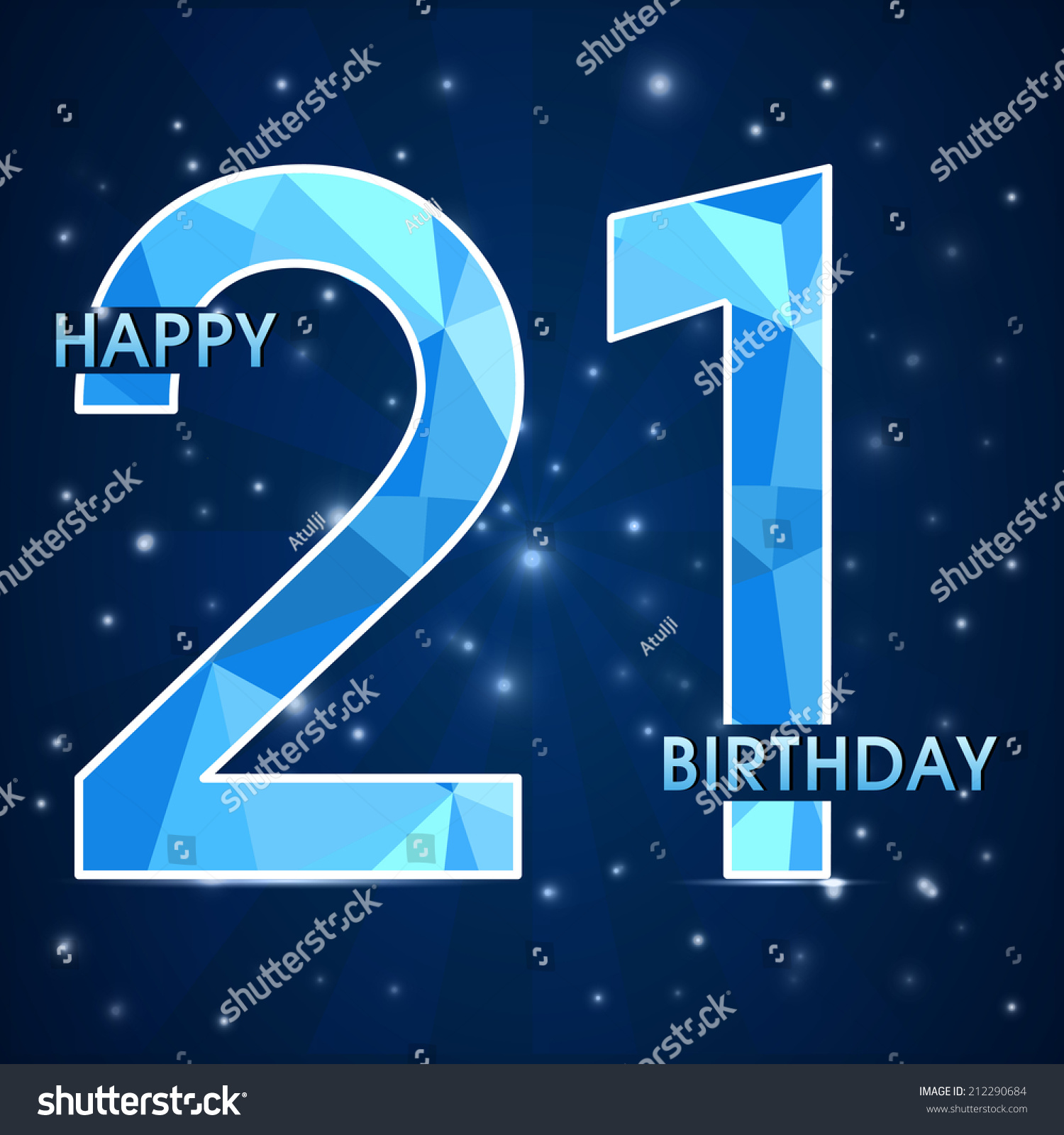 21 Year Birthday Celebration Label, 21st Anniversary Decorative Polygon ...