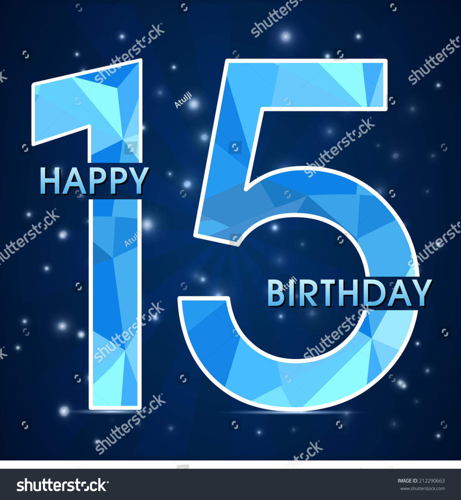 15 Year Birthday Celebration Label 15th Stock Vector 212290663