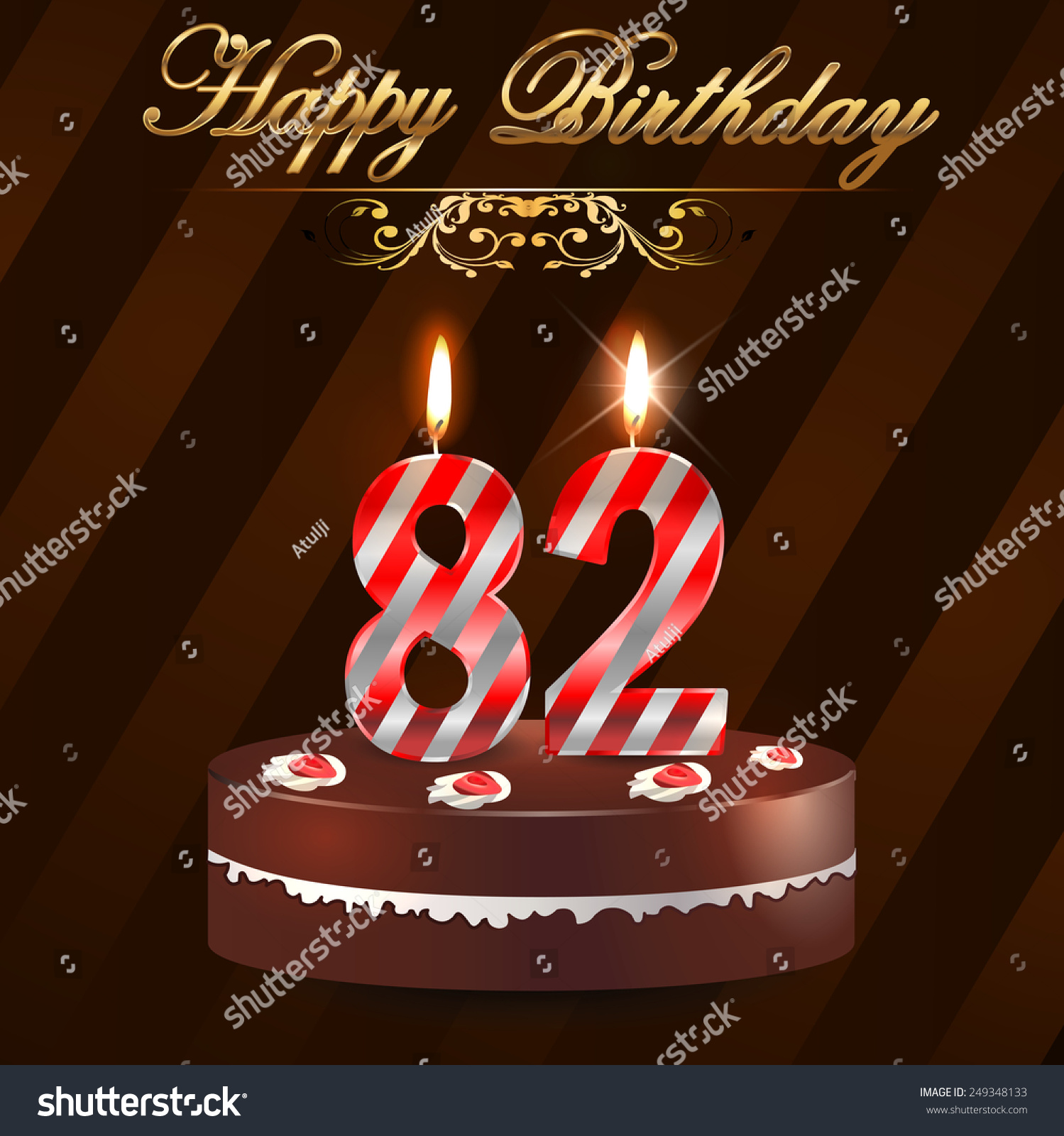  82  Year Happy  Birthday  Card Cake Stock Vector 249348133 