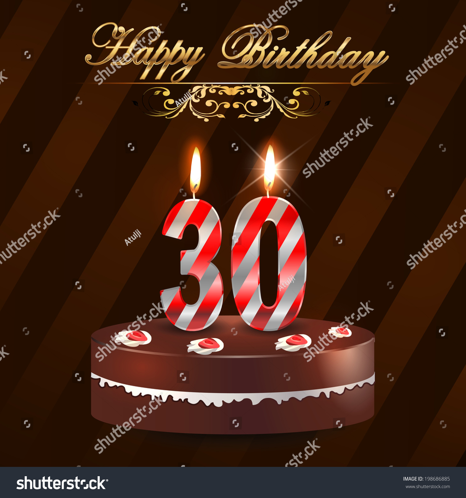 30 Year Happy Birthday Card Cake Image Vectorielle De Stock Libre De Droits