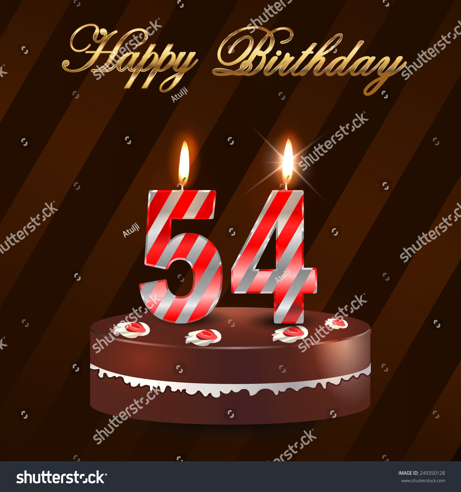 54 Year Happy Birthday Card Cake Stock Vector 249350128 - Shutterstock