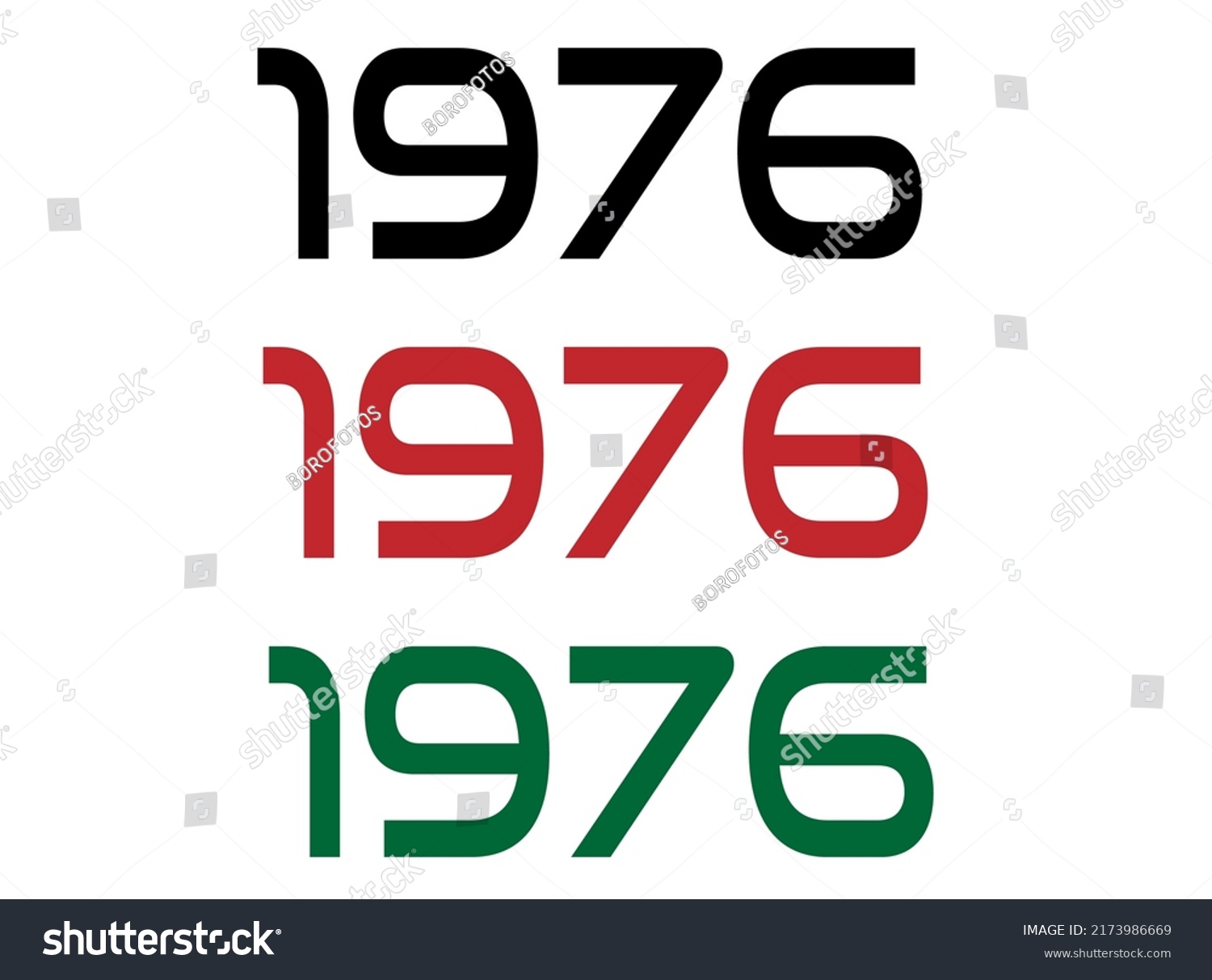 1976 Year Year Set Comemoration Black Stock Vector (Royalty Free ...