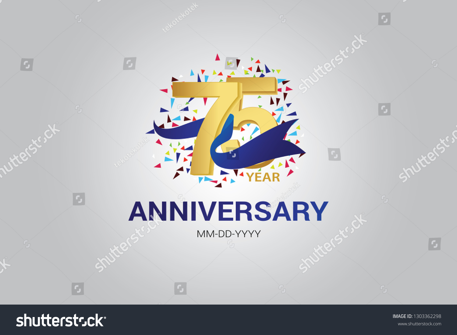 75 Years Anniversary Blue Ribbon Celebration Stock Vector (Royalty Free ...