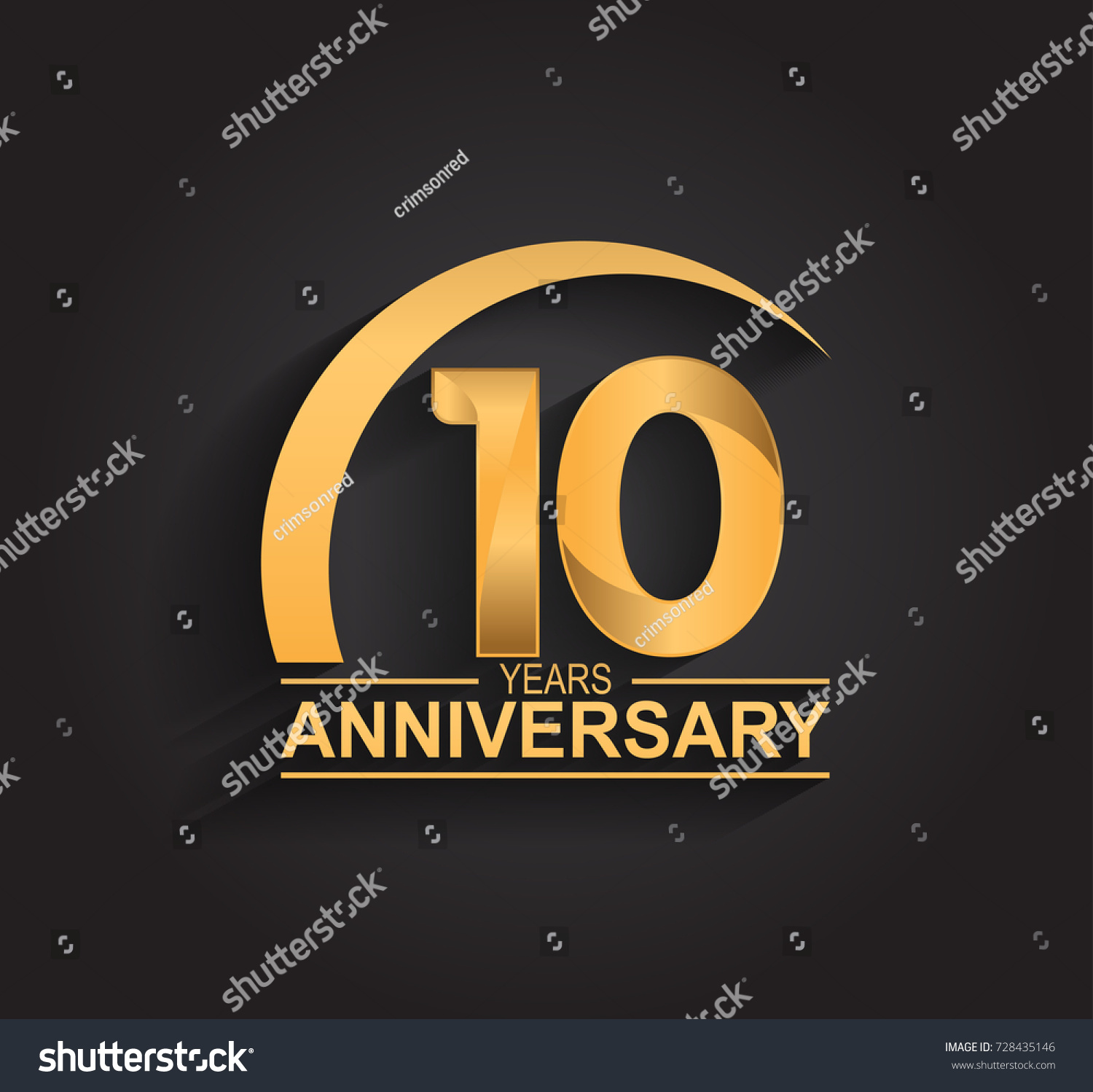 10 Years Anniversary Celebration Anniversary Logo Stock Vector Royalty Free 728435146