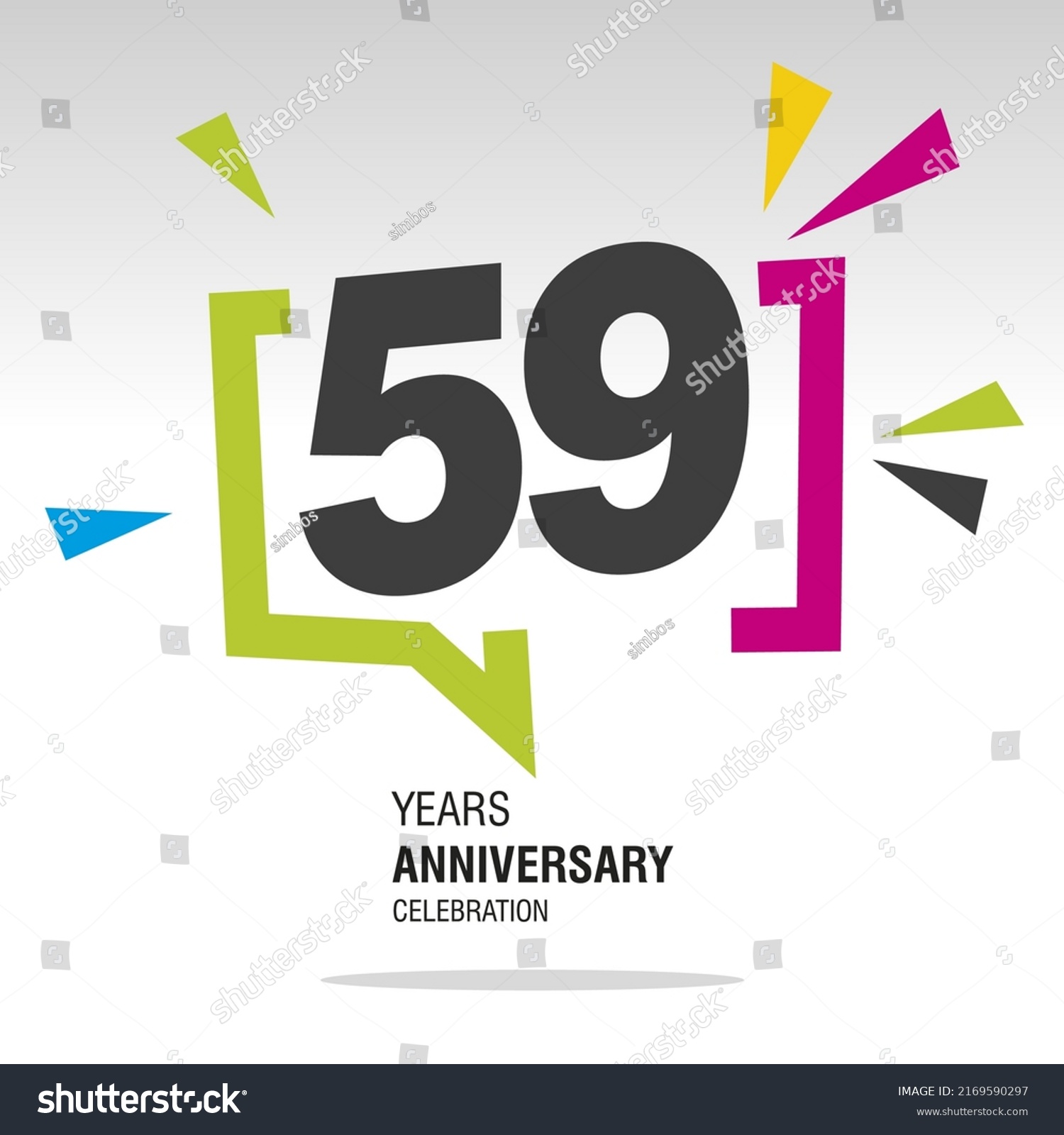 59 Years Anniversary Celebration Colorful White Stock Vector (Royalty ...