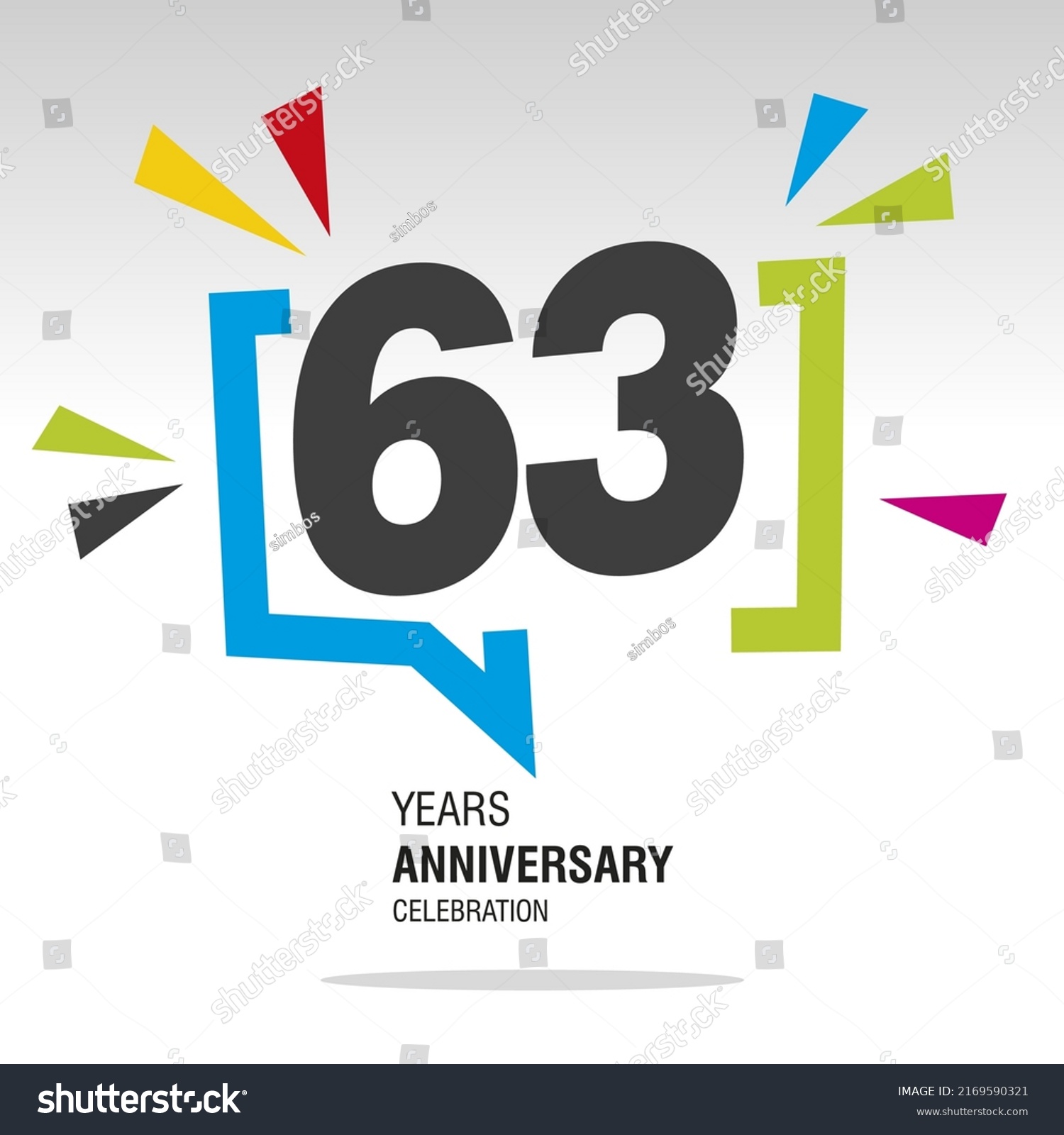 63 Years Anniversary Celebration Colorful White Stock Vector (Royalty ...