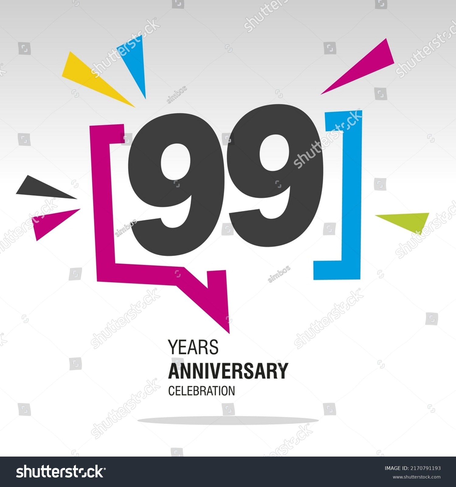 99 Years Anniversary Celebration Colorful White Stock Vector (Royalty ...