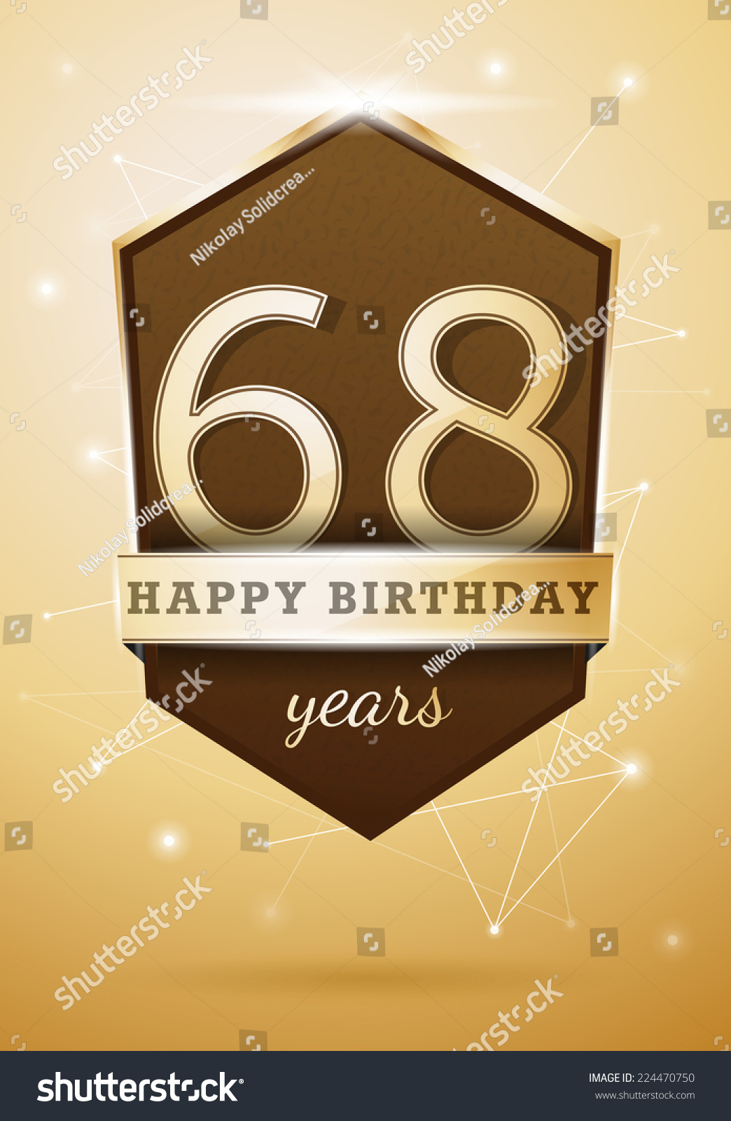 68 Years Anniversary Celebration Design Birthday Card Stock Vector ...