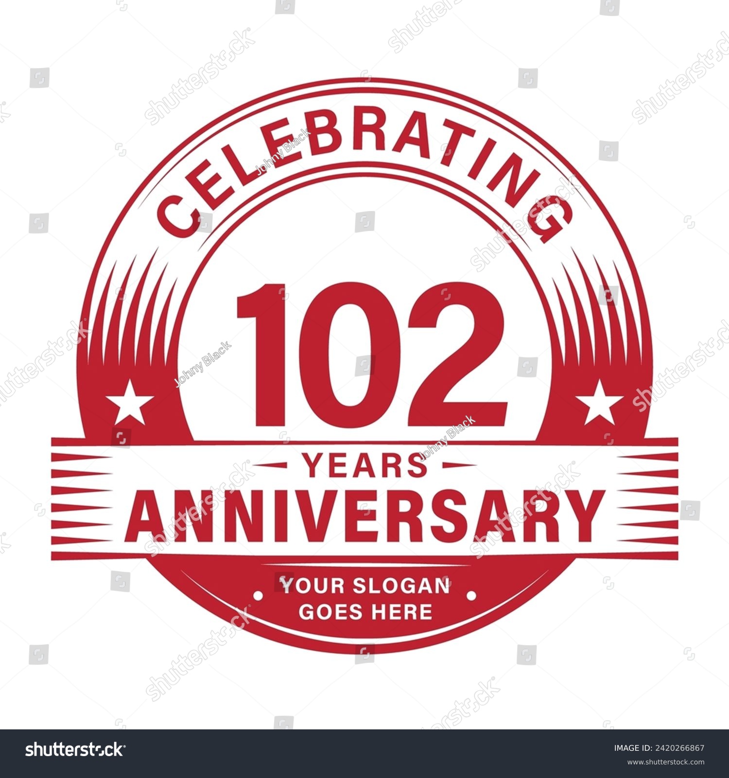 SVG of 102 years anniversary celebration design template. 102nd logo vector illustrations. svg