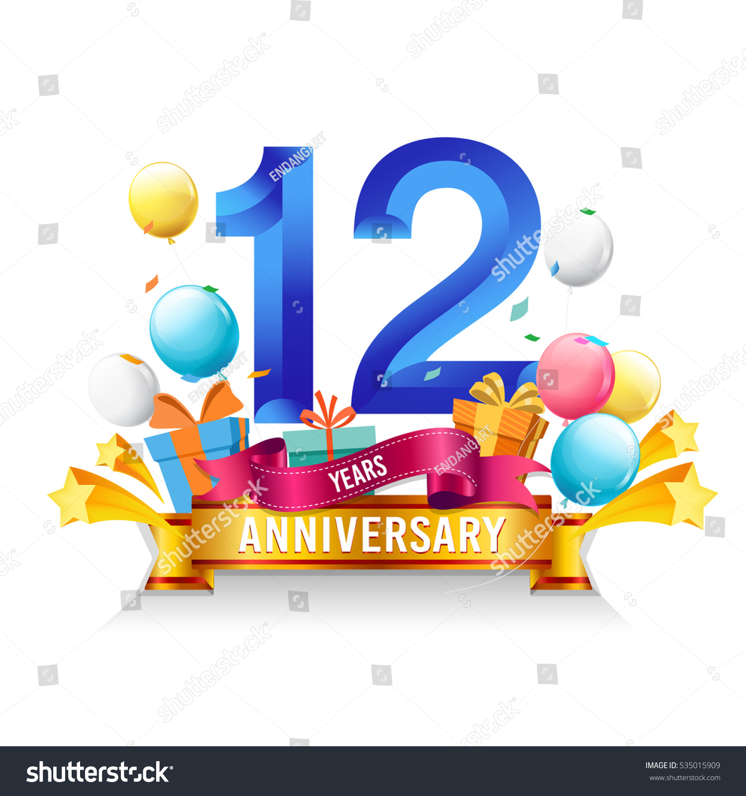 12 Years Anniversary Celebration Logo Birthday Stock Vector 535015909 ...