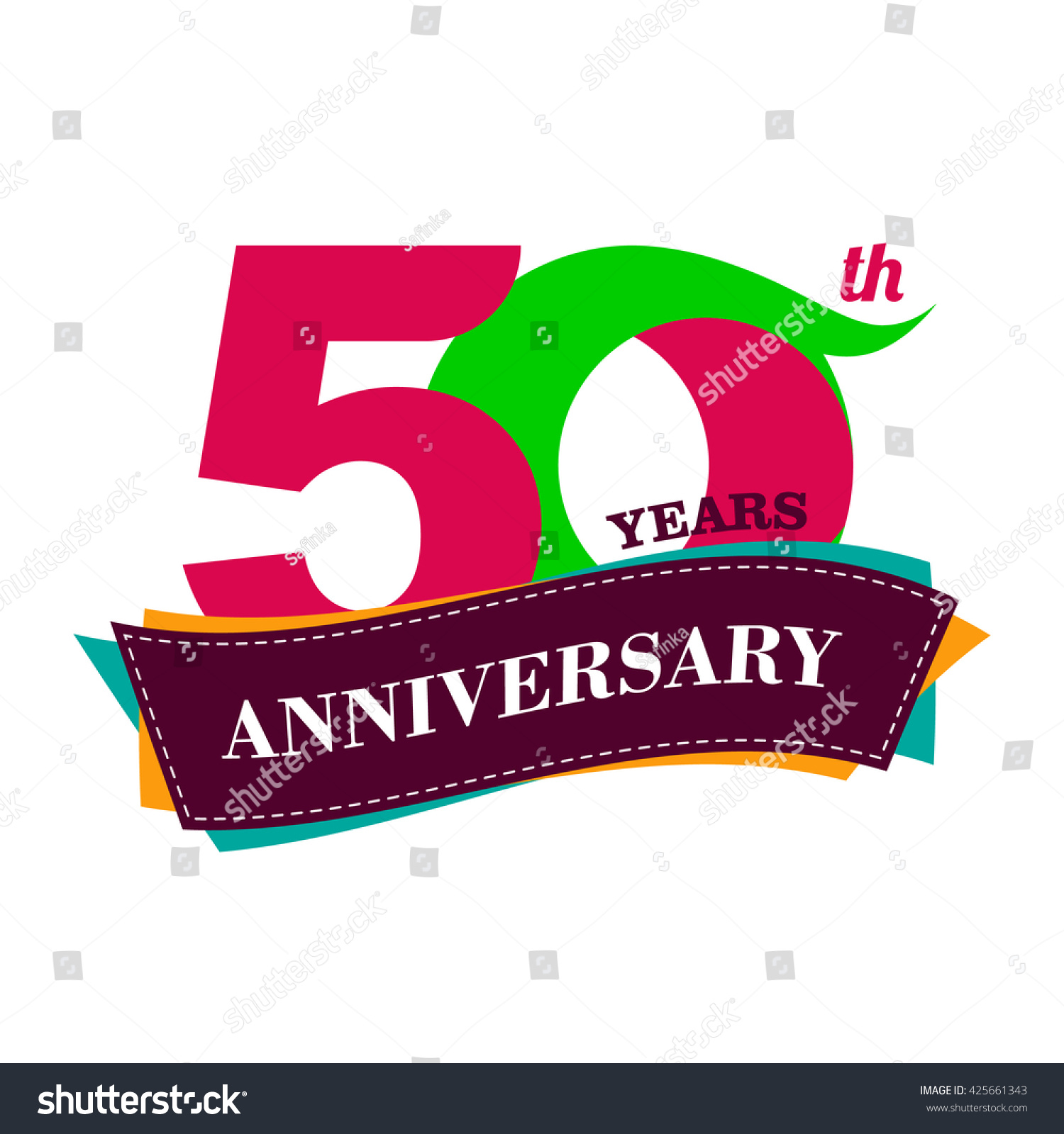 10 Years Anniversary Celebration Logo Design Stock Vector 