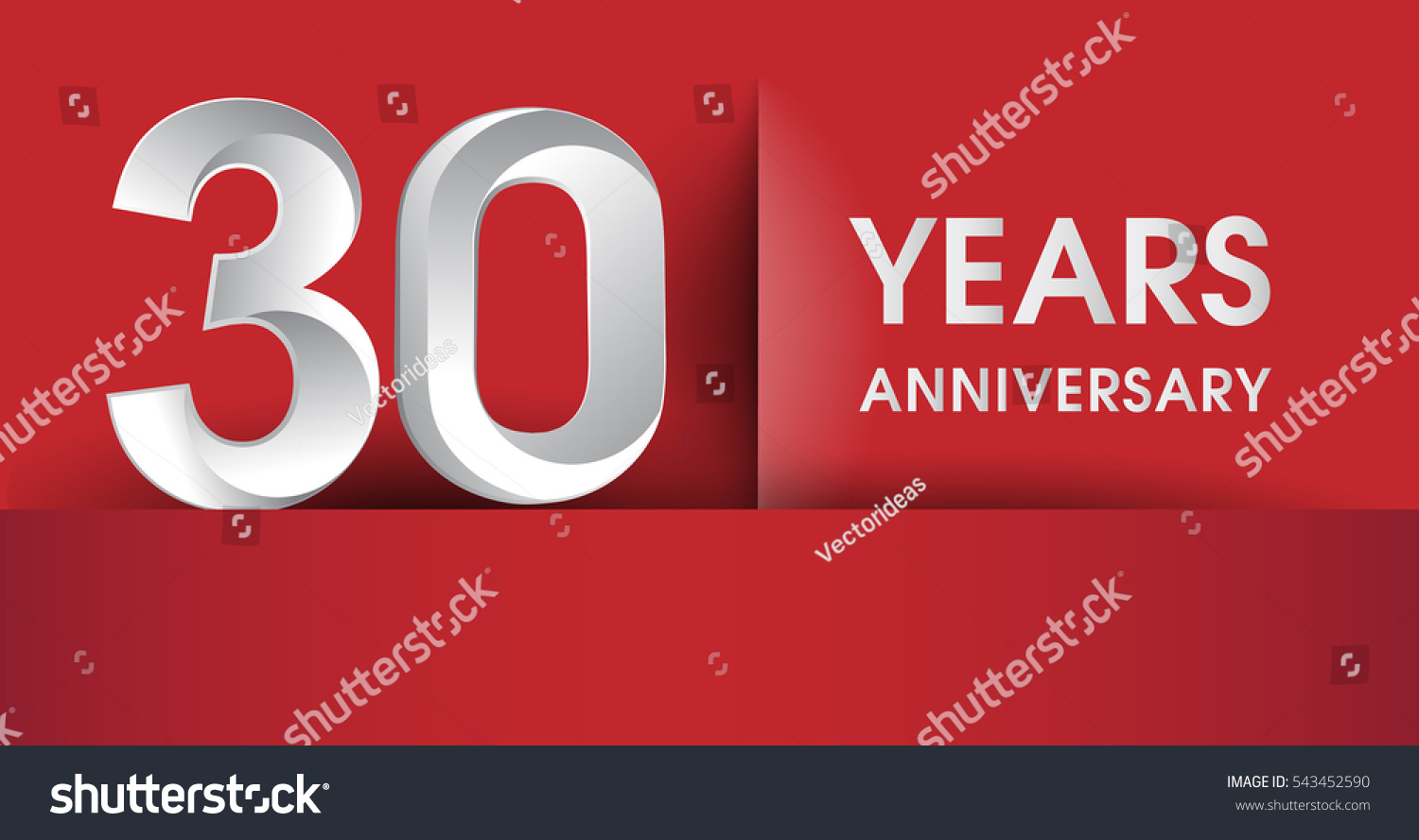 30 Years Anniversary Celebration Logo Flat Stock Vector 