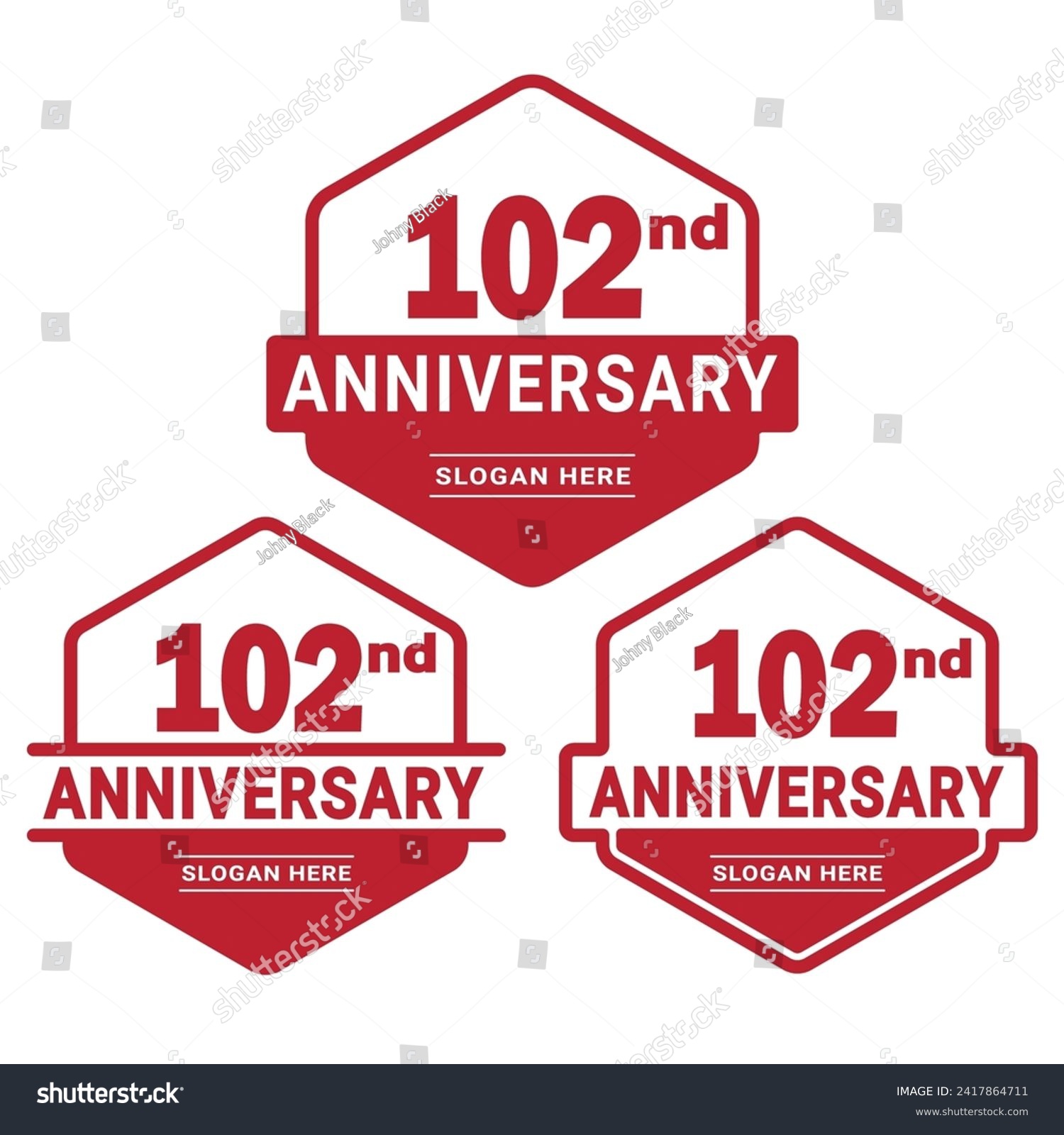 SVG of 102 years anniversary celebration logotype. 102nd anniversary logo collection. Set of anniversary design template. Vector and illustration. svg