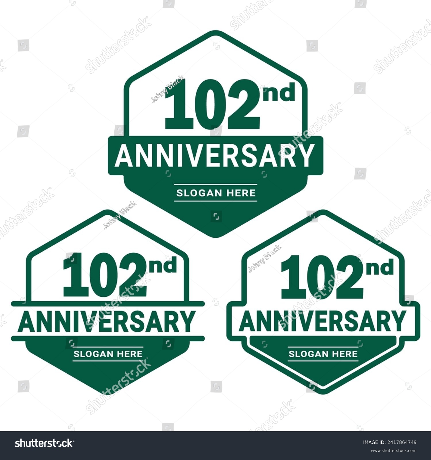 SVG of 102 years anniversary celebration logotype. 102nd anniversary logo collection. Set of anniversary design template. Vector and illustration. svg