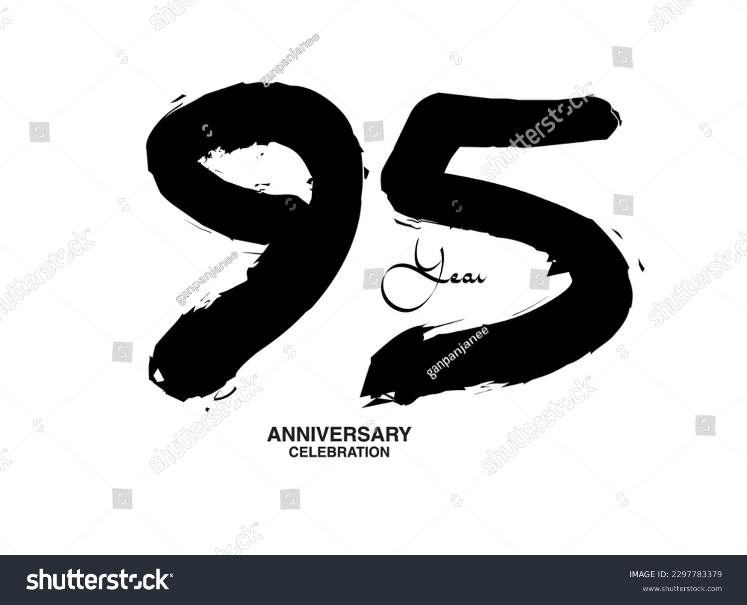 SVG of 95 Years Anniversary Celebration Vector Template, 95 number logo design, 95th birthday, Black Lettering Numbers brush drawing hand drawn sketch, black number, Anniversary vector illustration svg