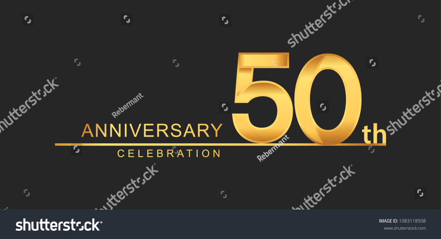 SVG of 50 years anniversary celebration with elegant golden color isolated on black background, design for anniversary celebration.
 svg