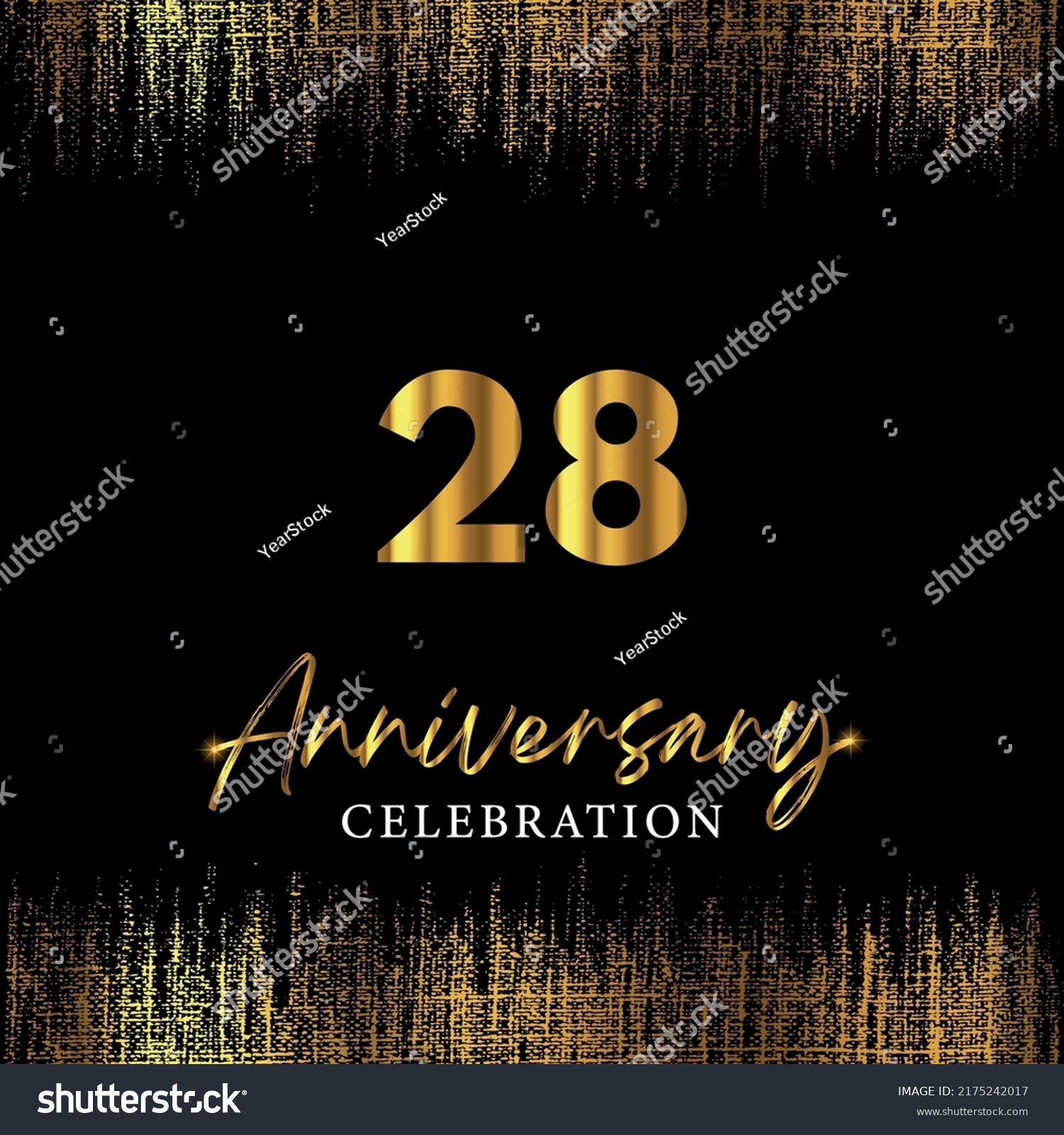 28 Years Anniversary Celebration Gold Texture Stock Vector (Royalty