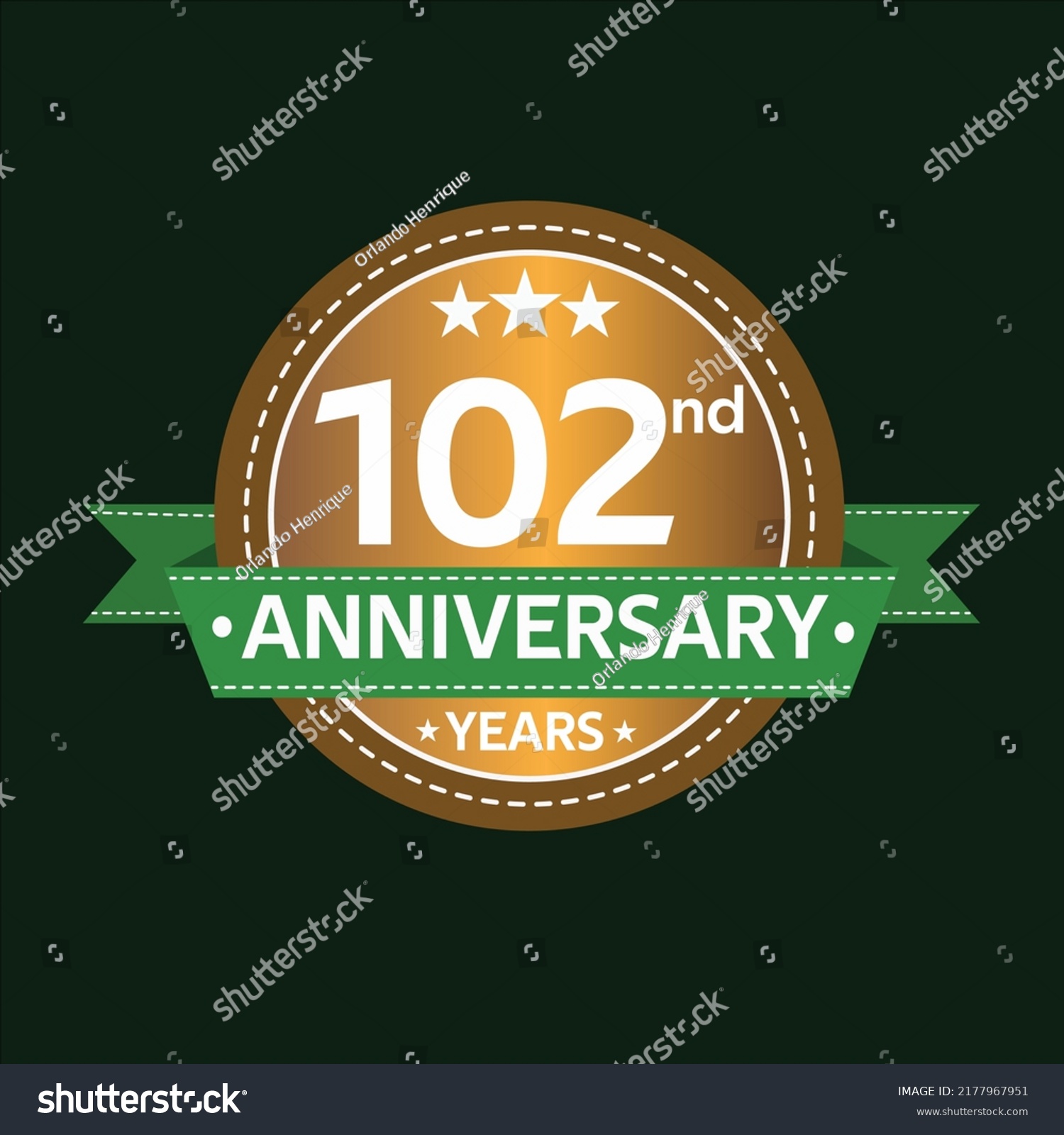 SVG of 102
 years anniversary, country style, old gold and green, wedding, companies, years, jubilee, greeting card. Birthday invitation sign on deep green background. Vector illustration. svg