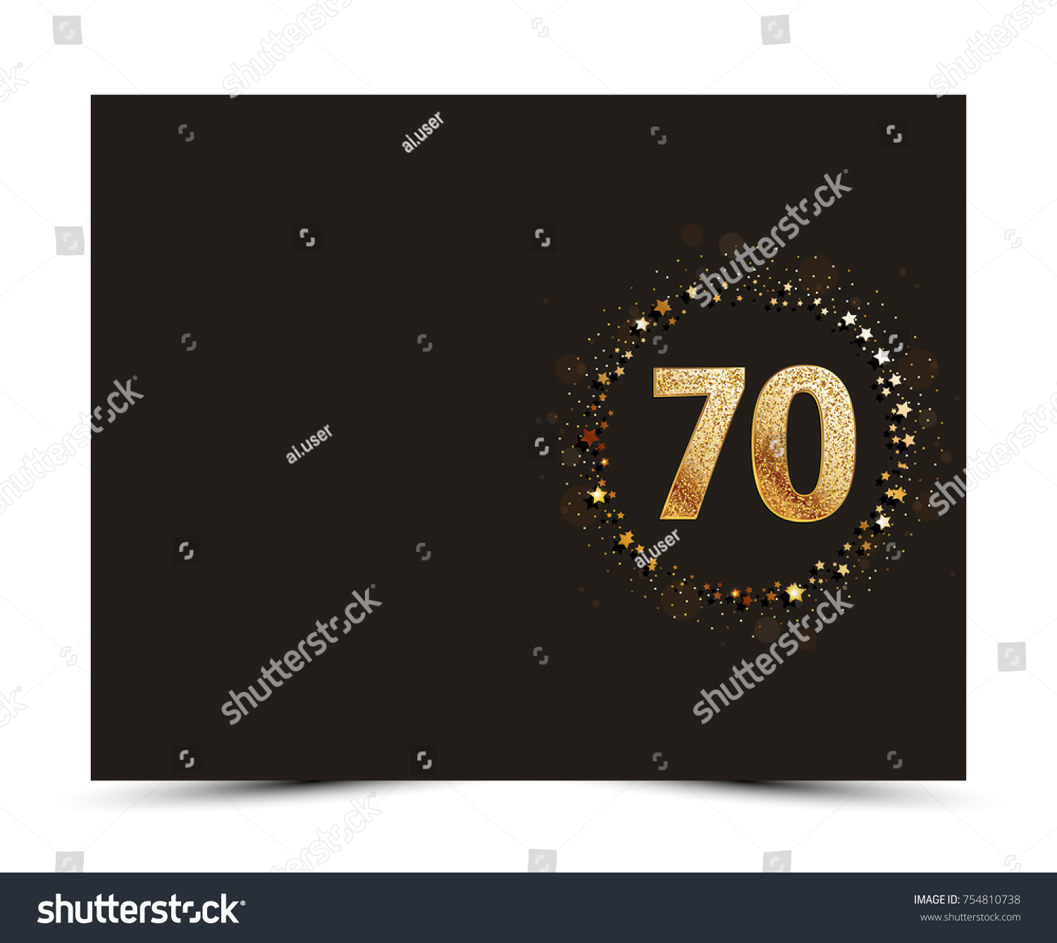SVG of 70 years anniversary decorated greeting / invitation card template with gold elements. svg