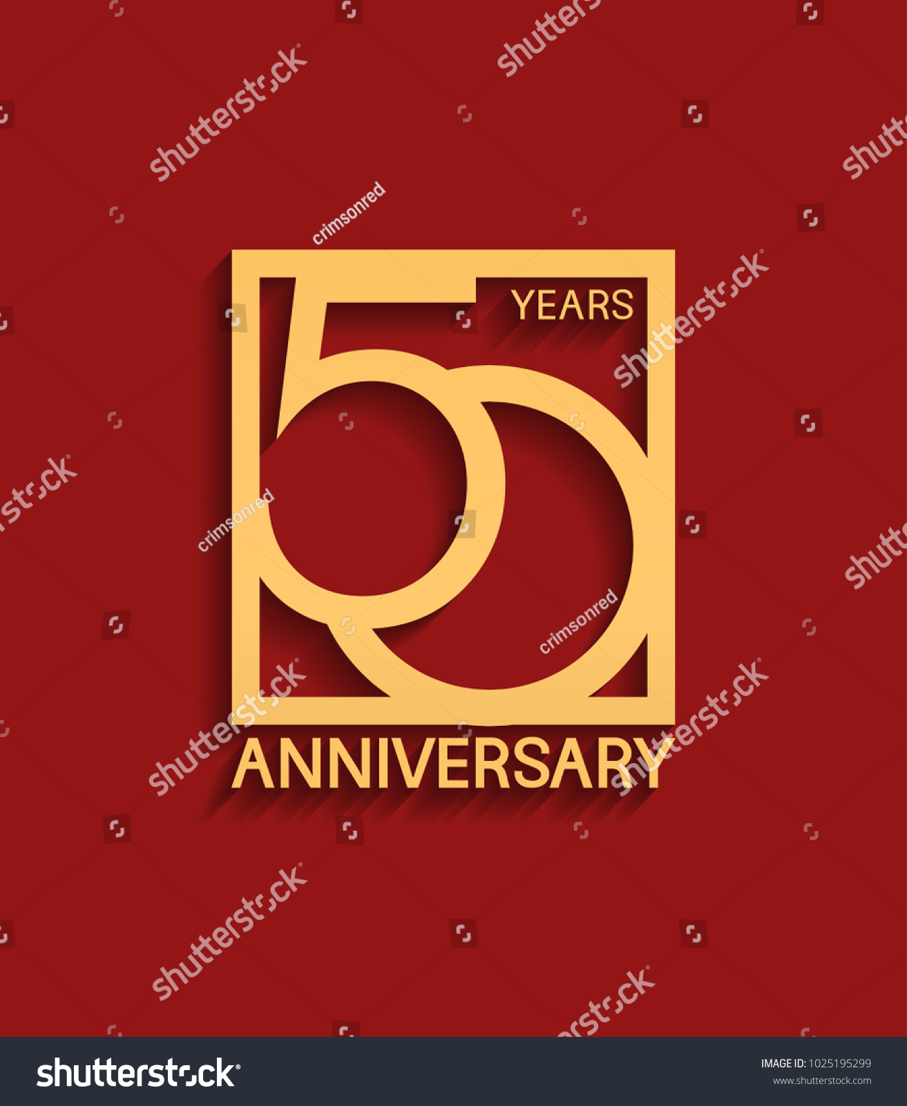 SVG of 50 years anniversary design logotype golden color in square isolated on red background for celebration event svg