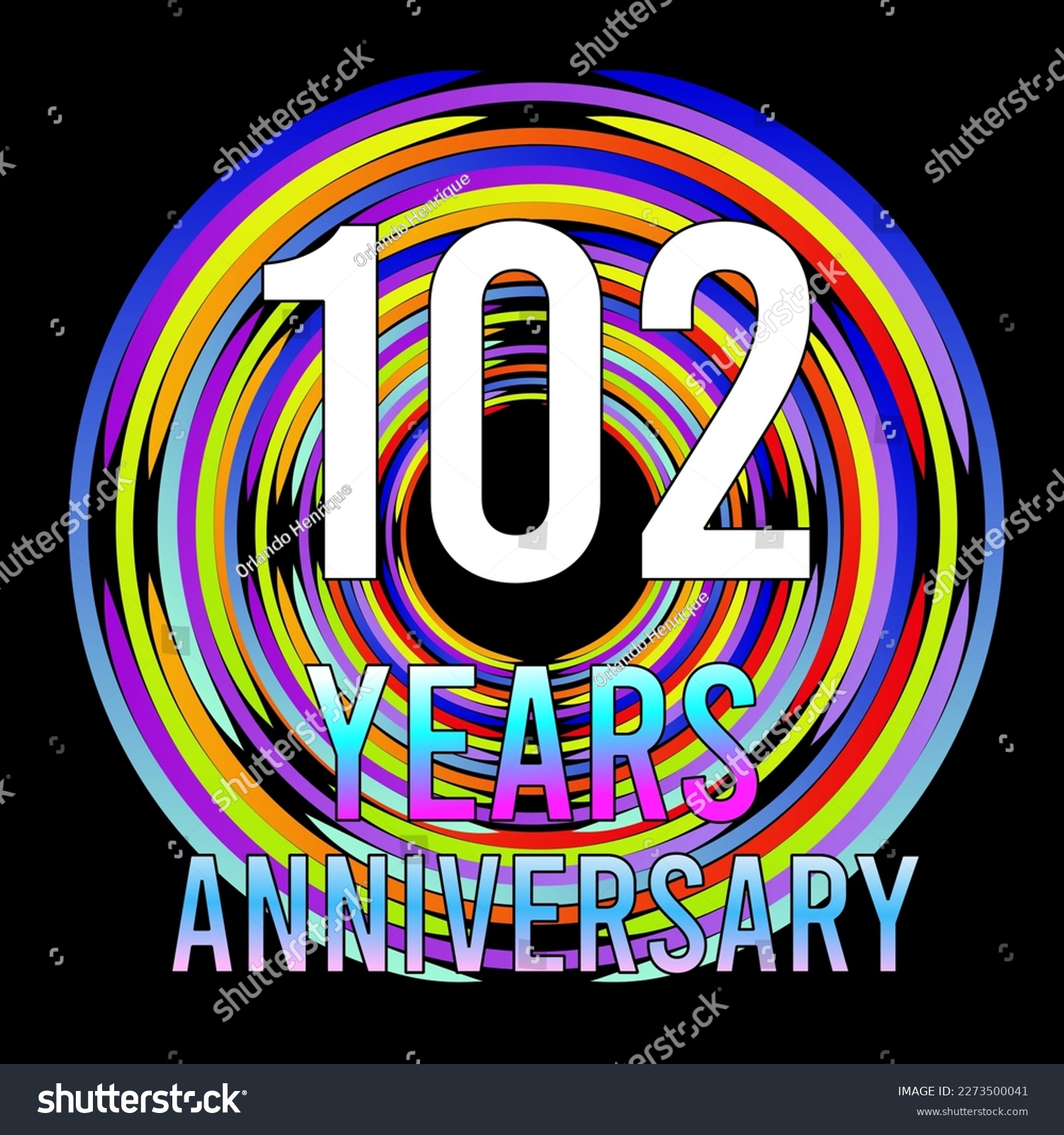 SVG of 102 years anniversary, for anniversary and anniversary celebration logo, vector design colorful isolated on  black background svg