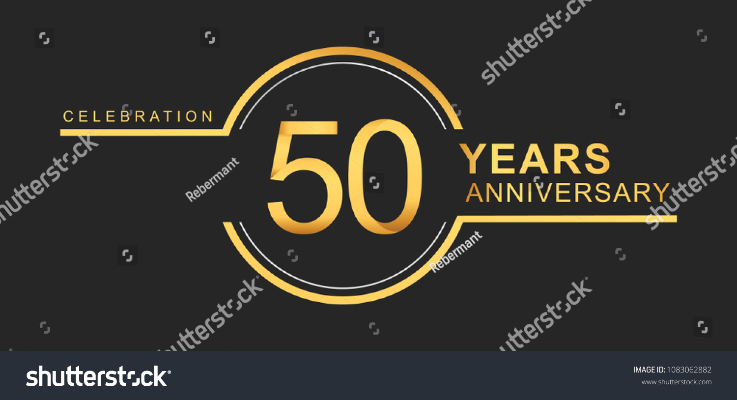 SVG of 50 years anniversary golden and silver color with circle ring isolated on black background for anniversary celebration event svg