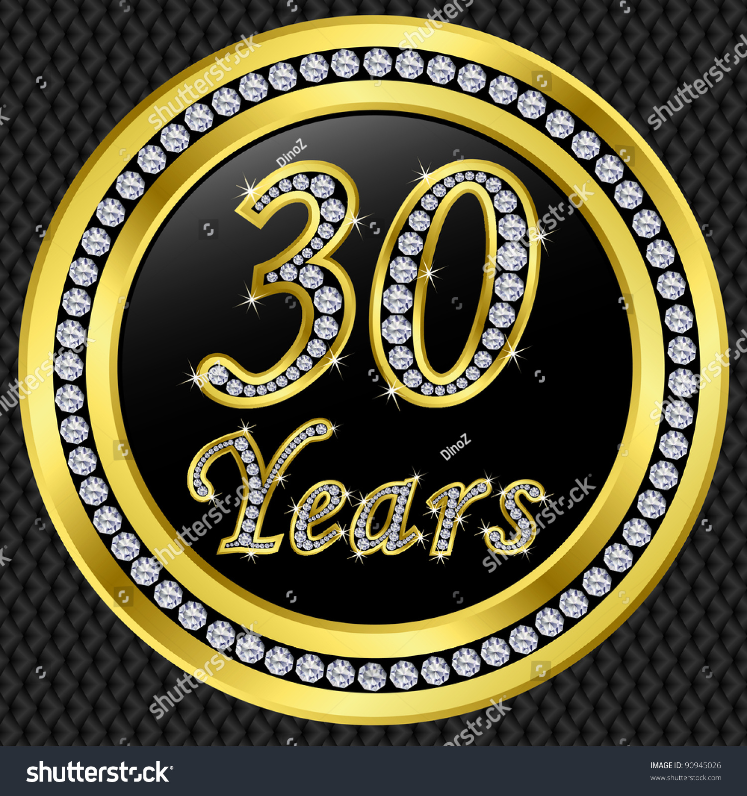 30 Years Anniversary Happy Birthday Golden Stock Vector 90945026 ...