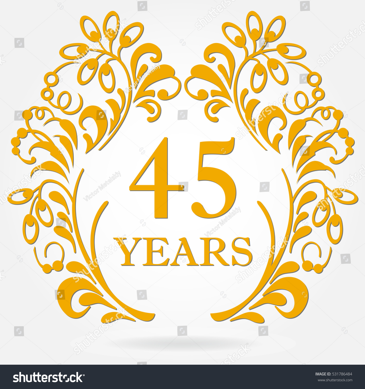  45  Years  Anniversary  Icon Ornate Frame Stock Vector 