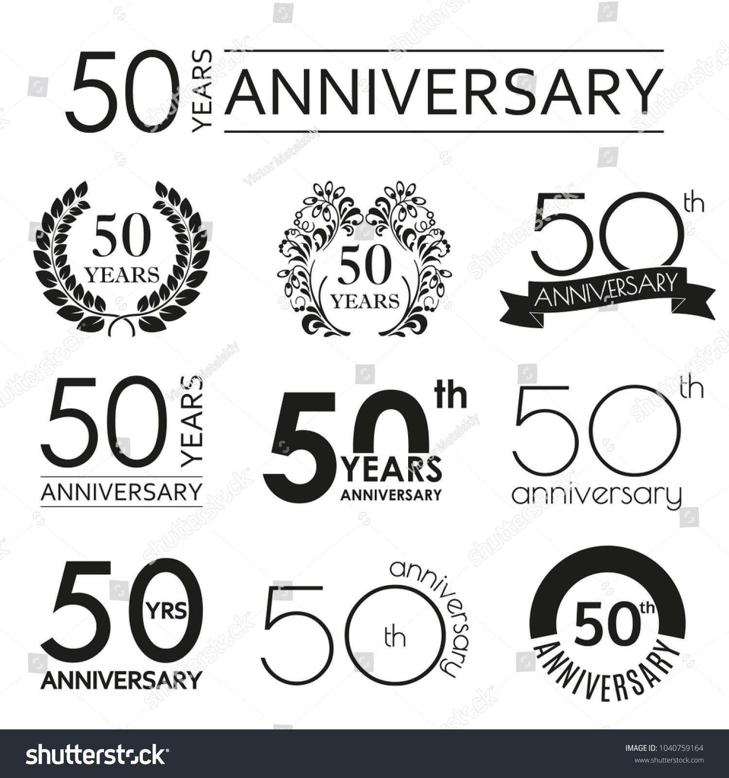 SVG of 50 years anniversary icon set. 50th anniversary celebration logo. Design elements for birthday, invitation, wedding jubilee. Vector illustration. svg