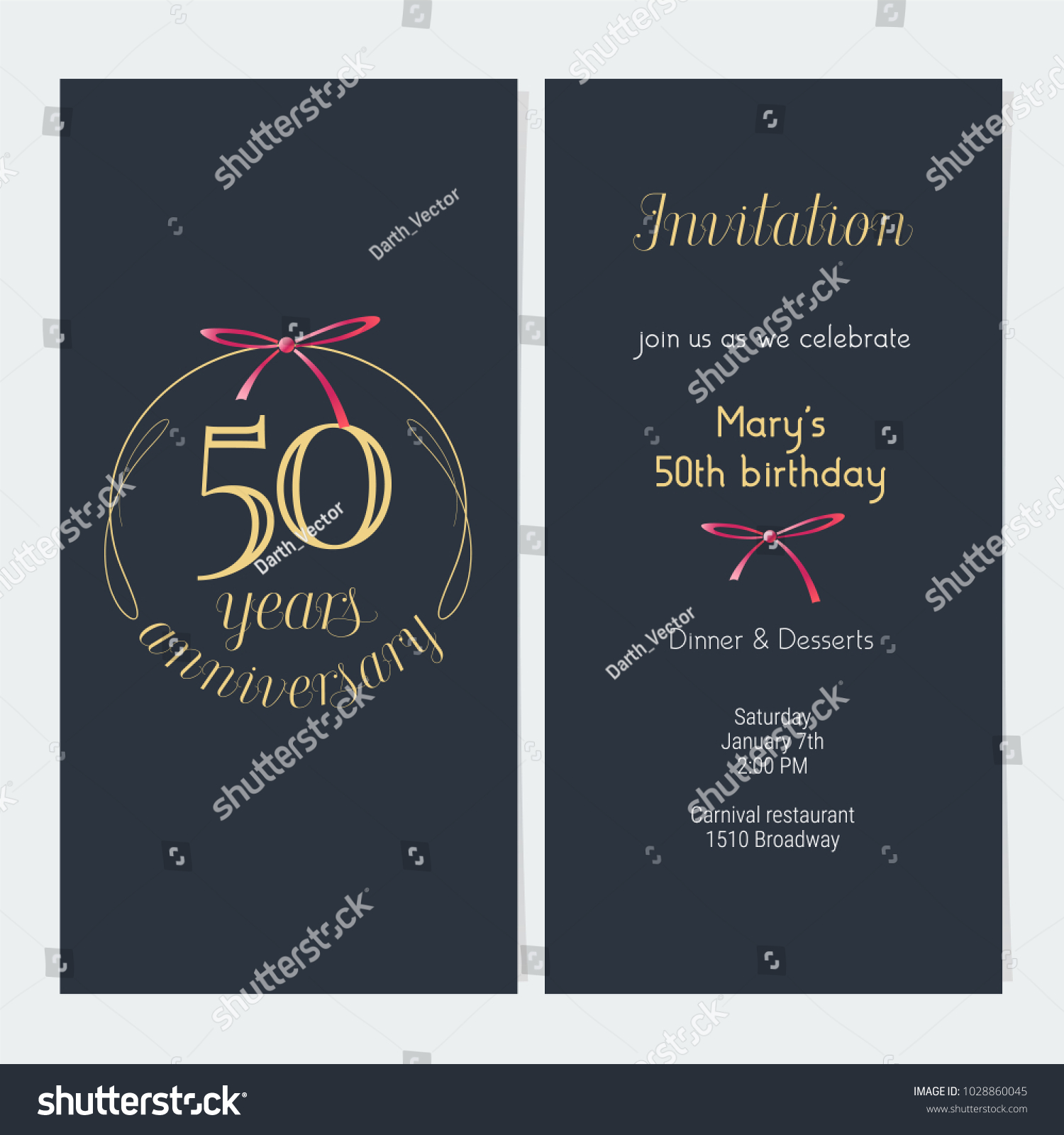 50 Years Anniversary Invitation Vector Illustration Stock Vector ...