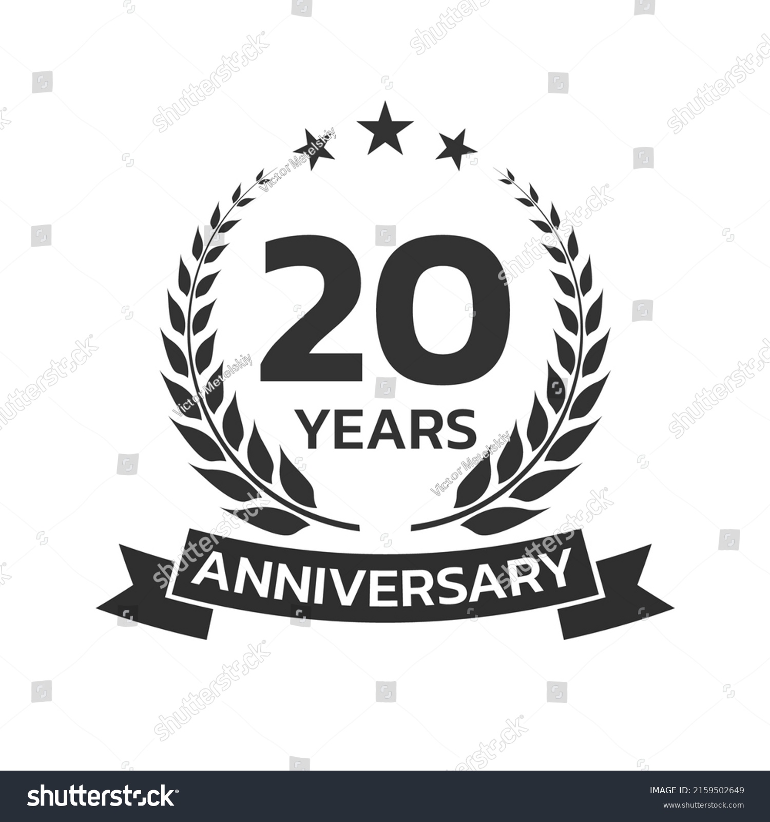 20 Years Anniversary Laurel Wreath Logo Stock Vector (Royalty Free ...