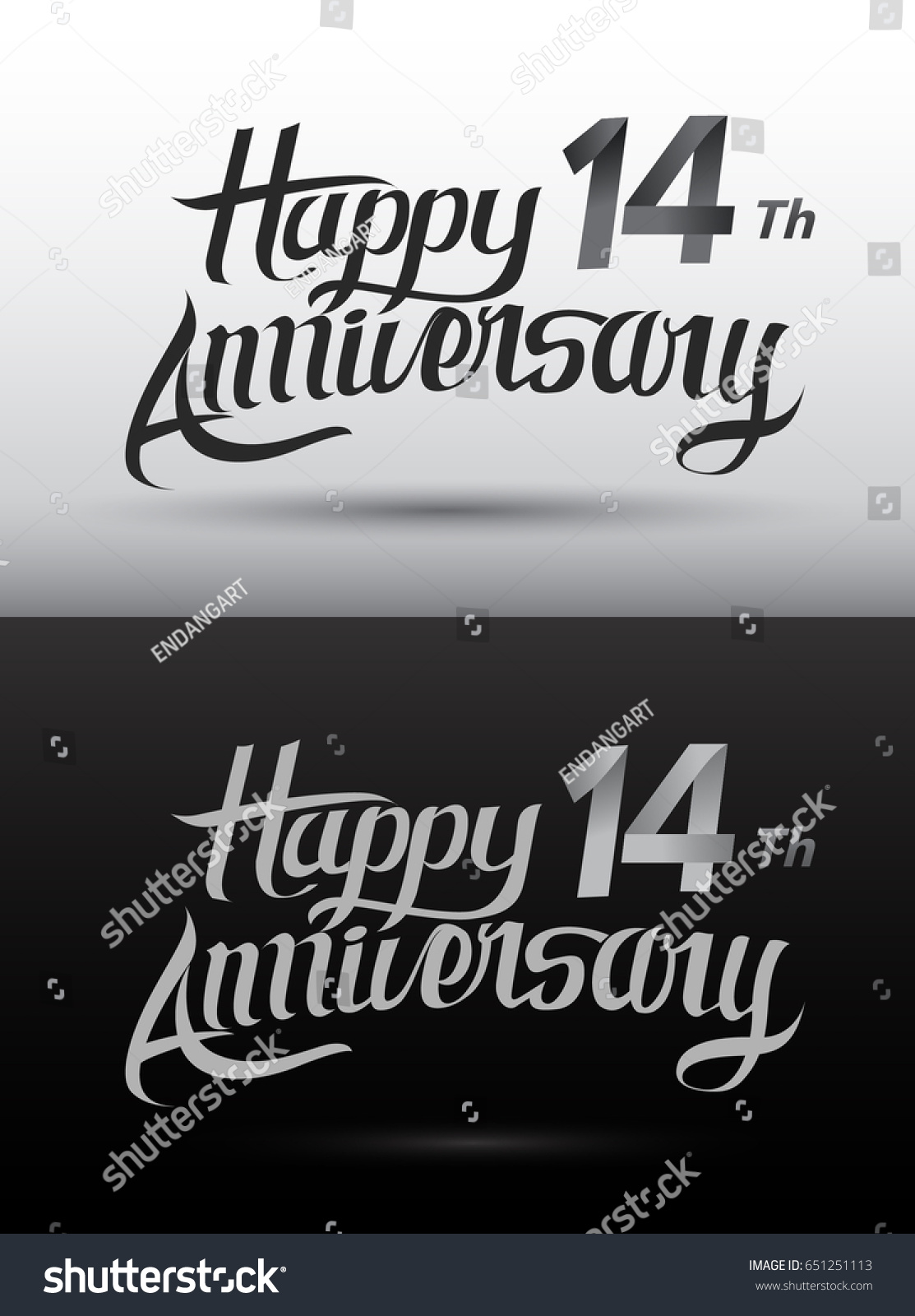 14 Years Anniversary Lettering Celebration Logotype Stock Vector ...