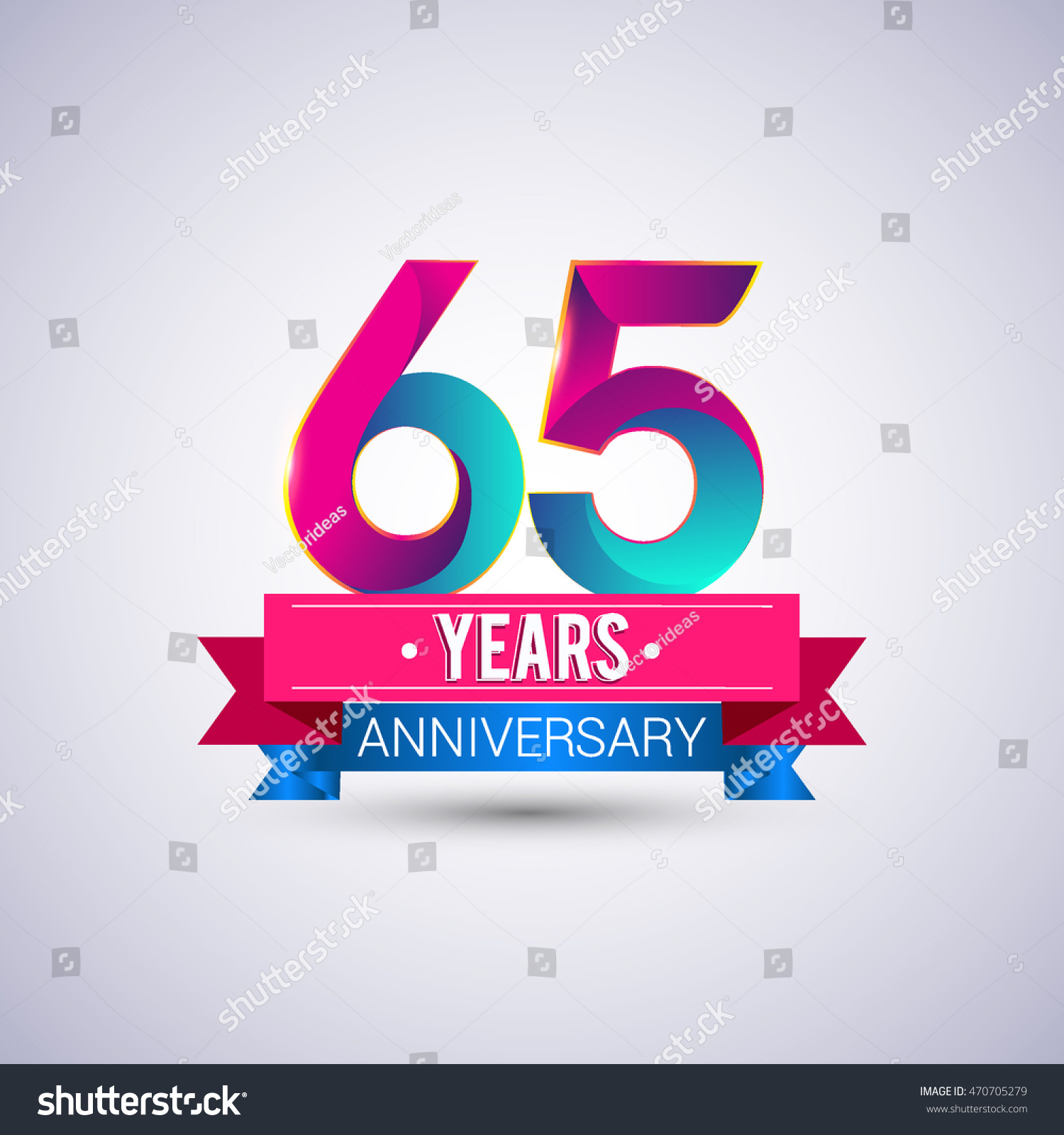 65 Years Anniversary Logo Blue Red Stock Vector (Royalty Free ...