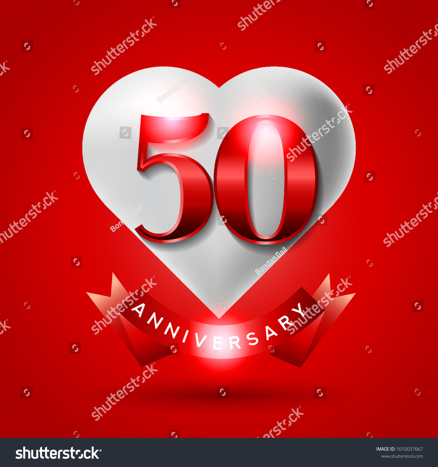 SVG of 50 Years Anniversary Logo Celebration With Love And Ribbon. Valentine’s Day Anniversary svg