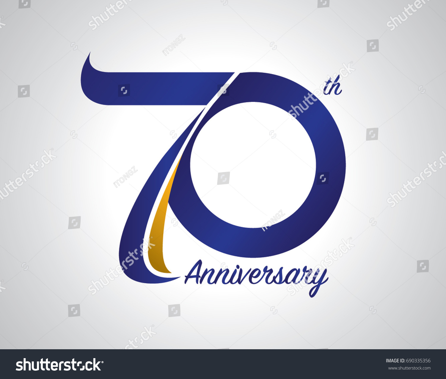 SVG of 70 years anniversary logo design with blue and old yellow color svg