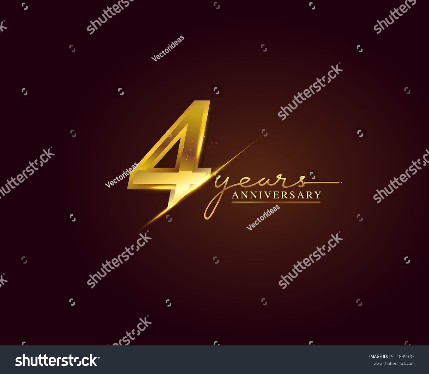 SVG of 4 Years Anniversary Logo Golden Colored isolated on elegant background, vector design for greeting card and invitation card svg