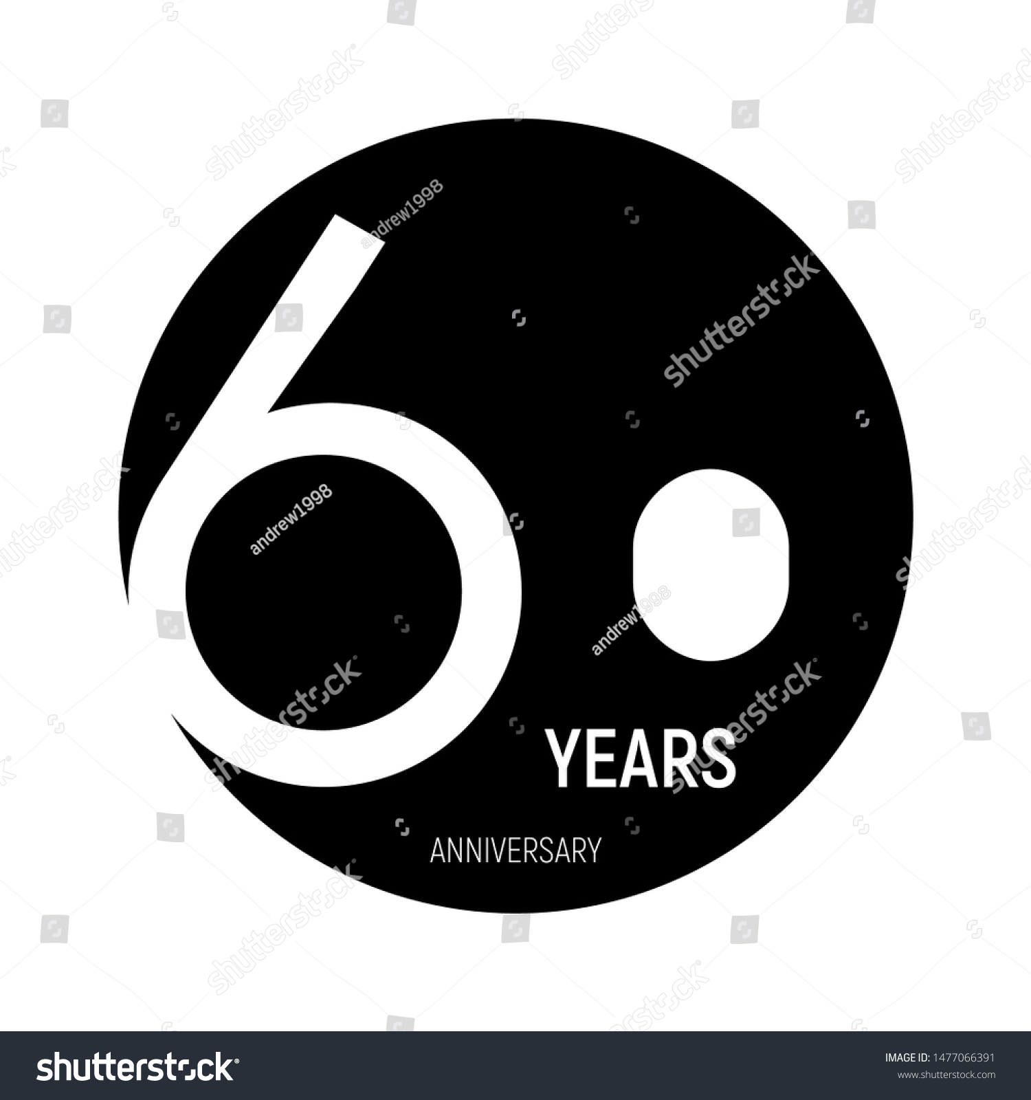 60 Years Anniversary Logo Template Isolated Stock Vector (Royalty Free ...