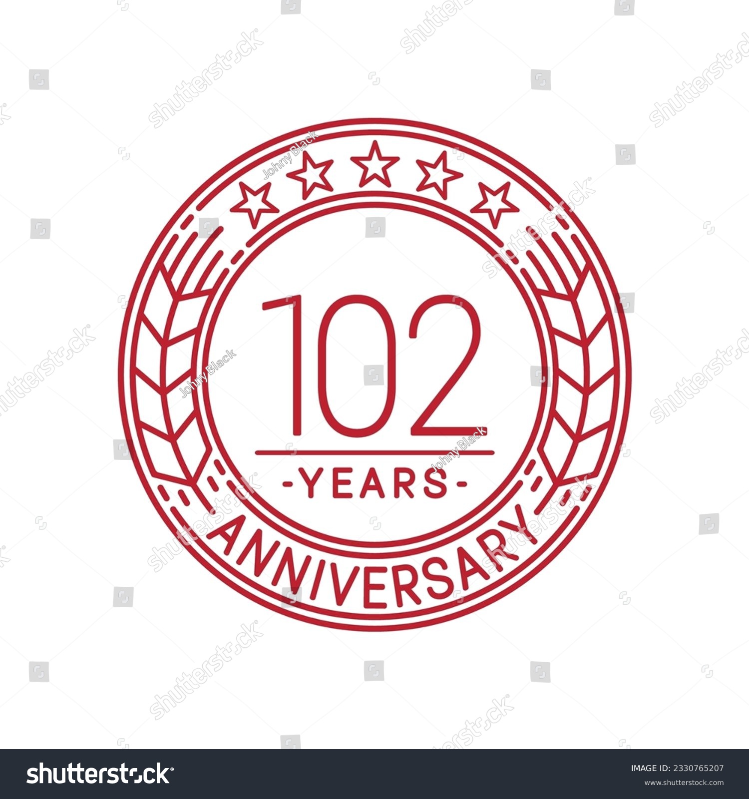 SVG of 102 years anniversary logo template. 102nd line art vector and illustration. svg