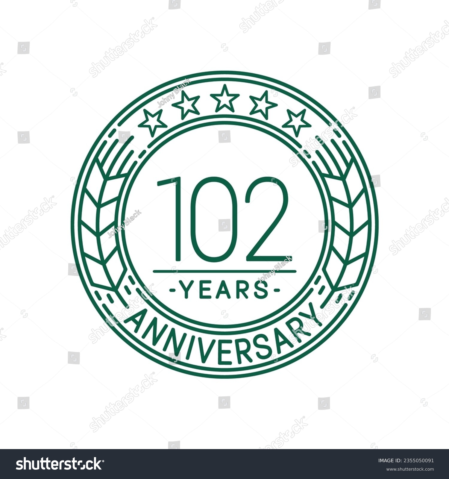 SVG of 102 years anniversary logo template. 102nd line art vector and illustration. svg