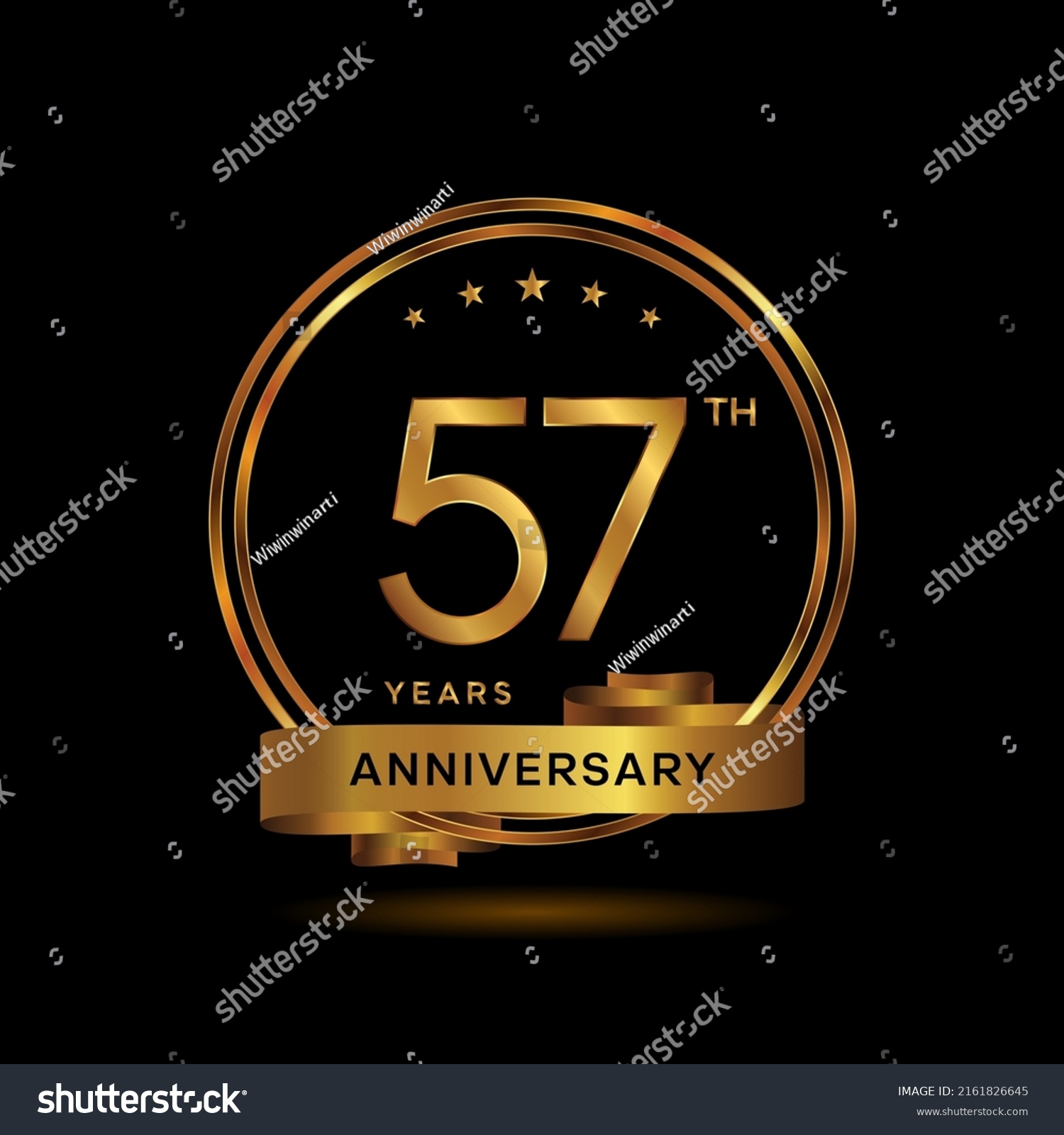 57 Years Anniversary Logo Gold Color Stock Vector (Royalty Free ...