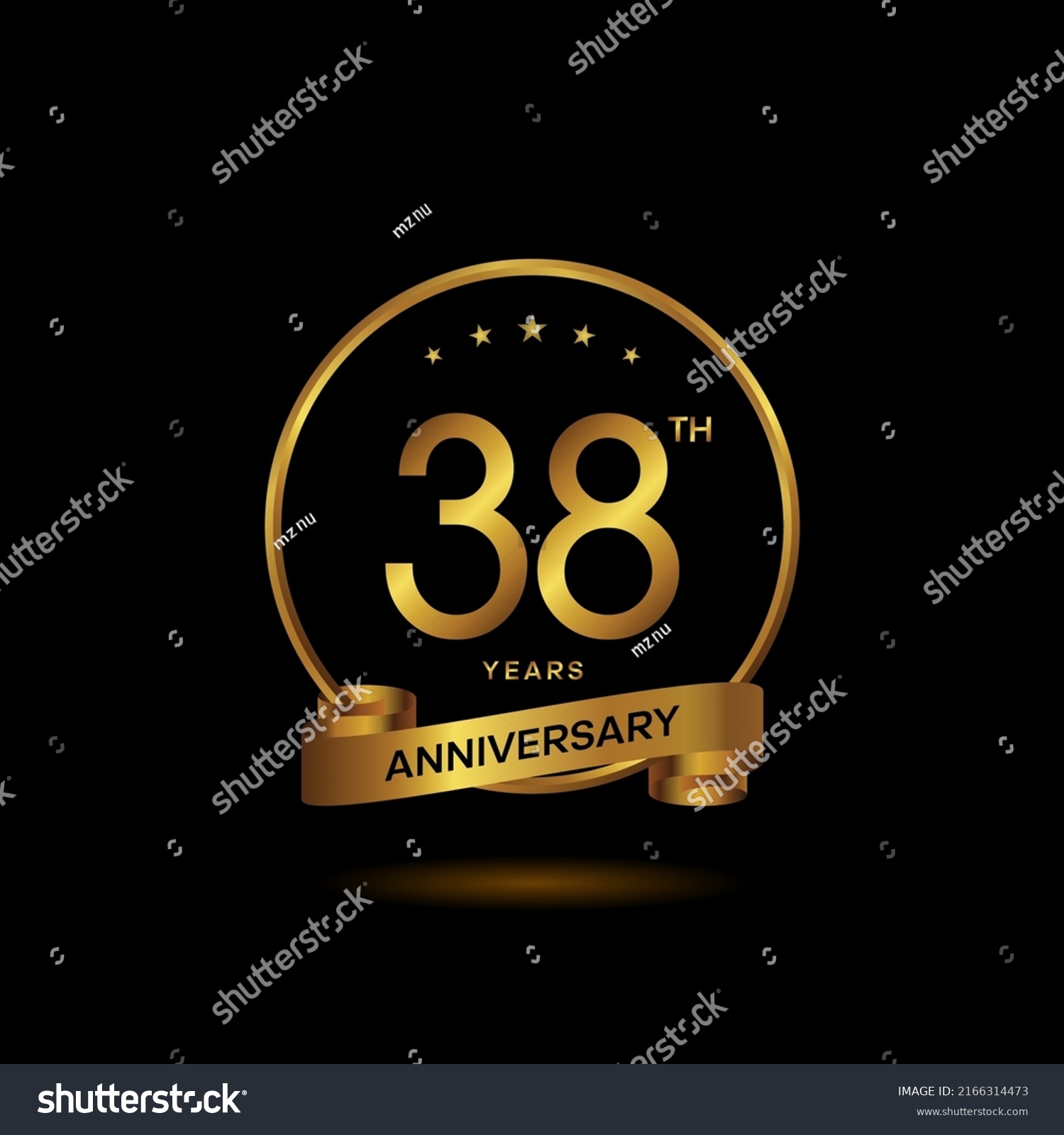 38 Years Anniversary Logo Golden Ring Stock Vector (Royalty Free ...