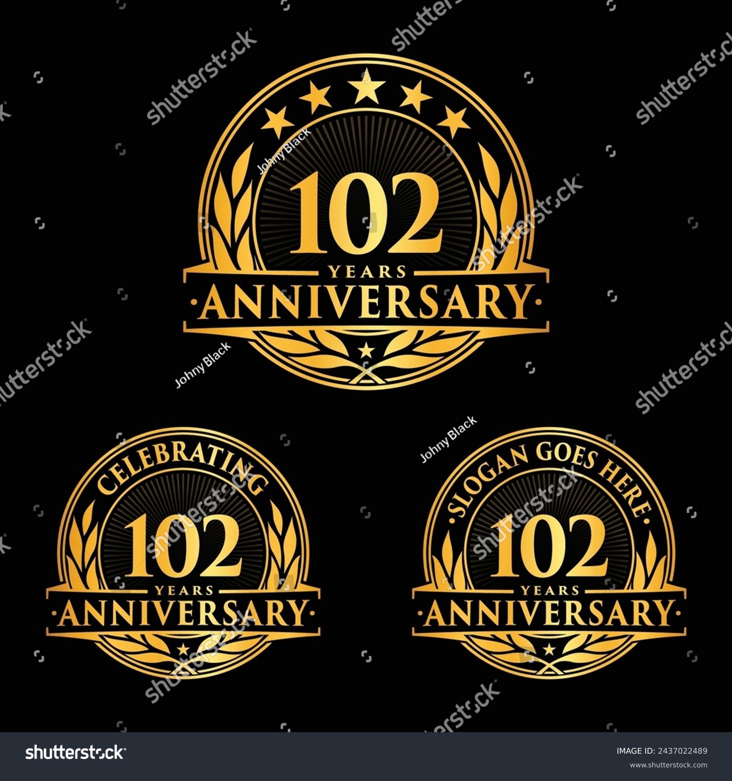 SVG of 102 years anniversary set. 102nd celebration logo collection. Vector and illustration.  svg