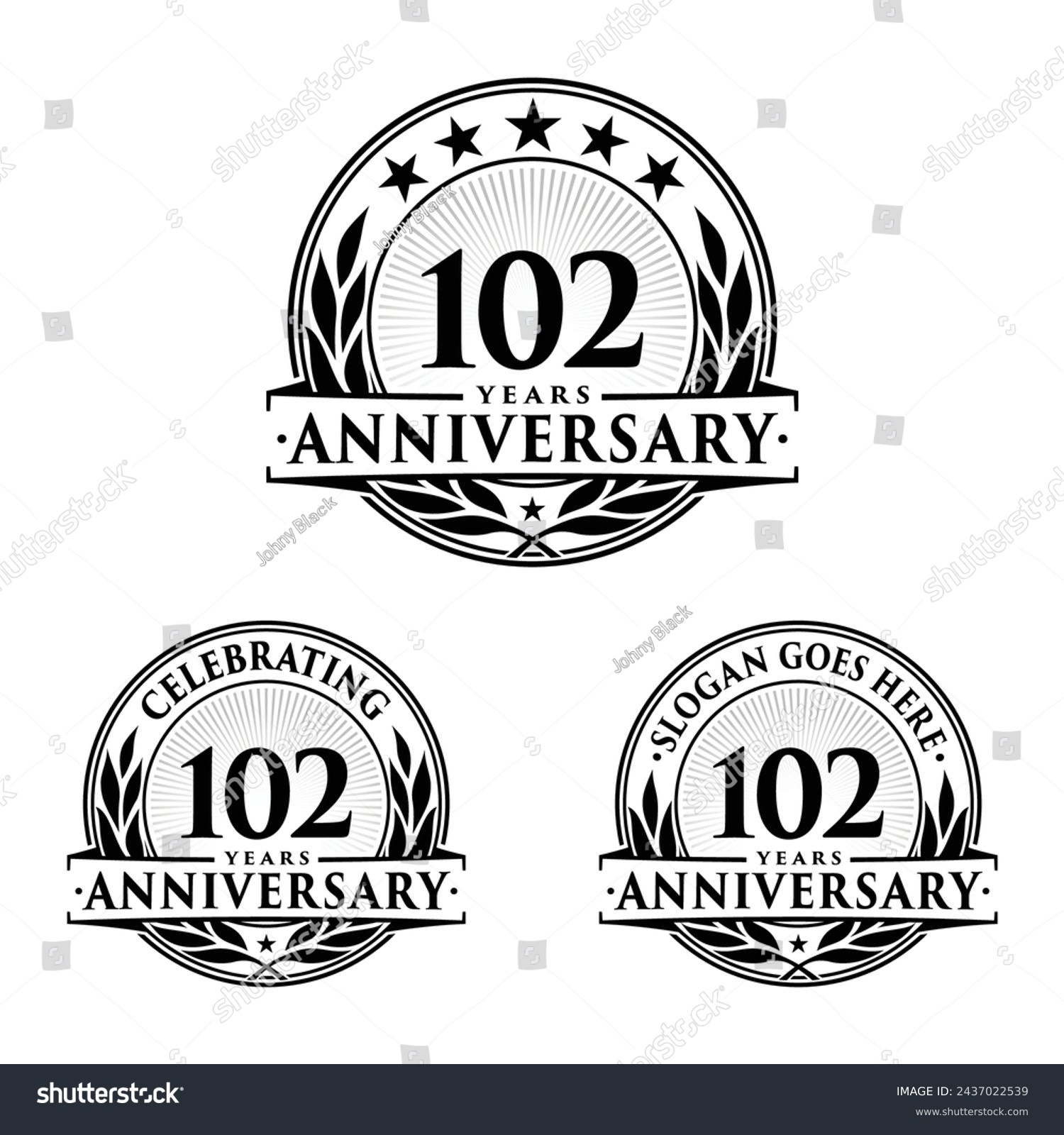 SVG of 102 years anniversary set. 102nd celebration logo collection. Vector and illustration.  svg
