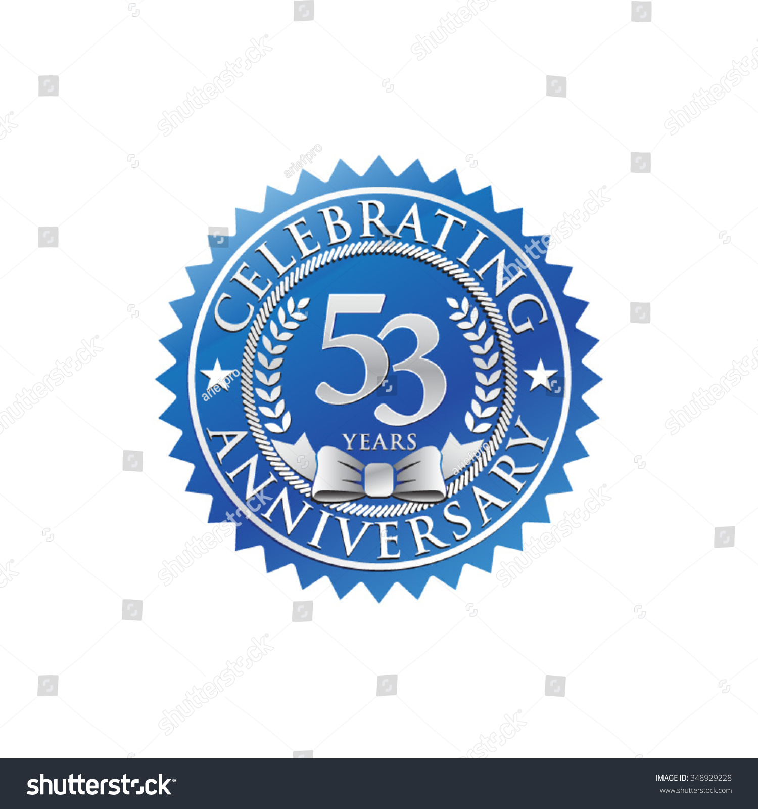 53 Years Anniversary Silver Blue Badge Logo Stock Vector Illustration ...