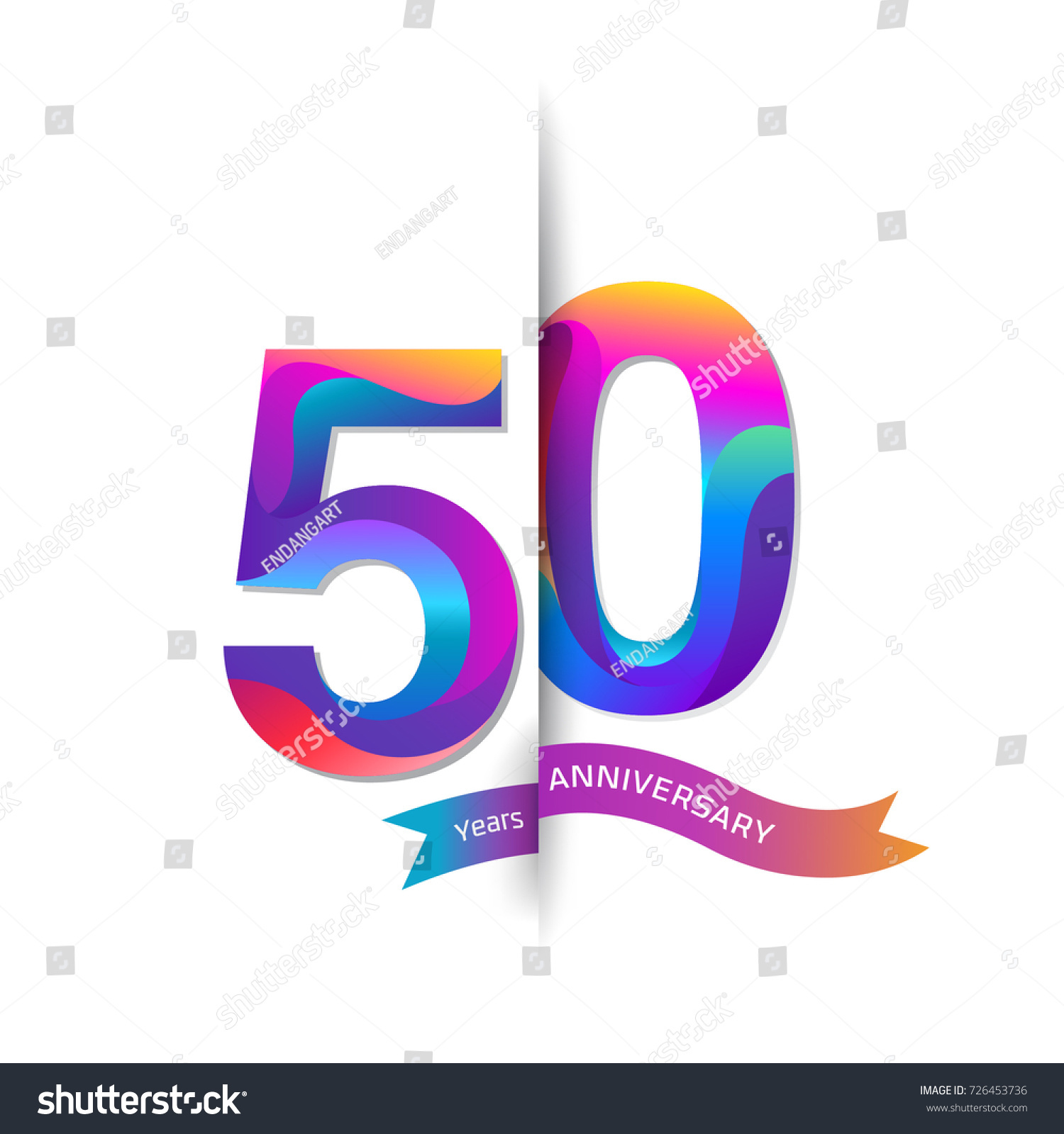 SVG of 50 Years Anniversary with colorful stylized number. Applicable for brochure, flyer, Posters, web and Banner Designs. Vector illustration. svg