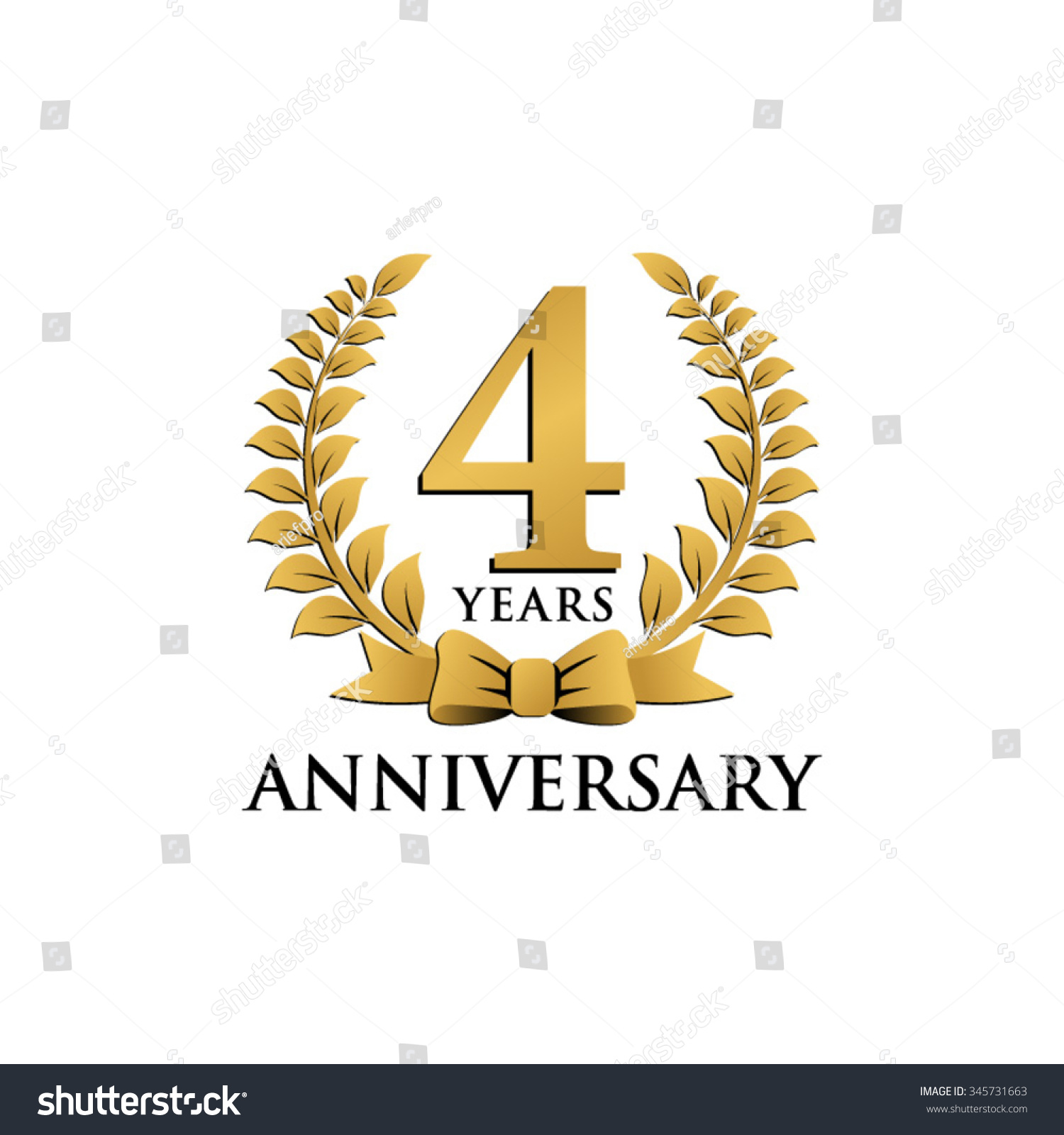 4 Years Anniversary Wreath Ribbon Logo Stock Vector (Royalty Free ...