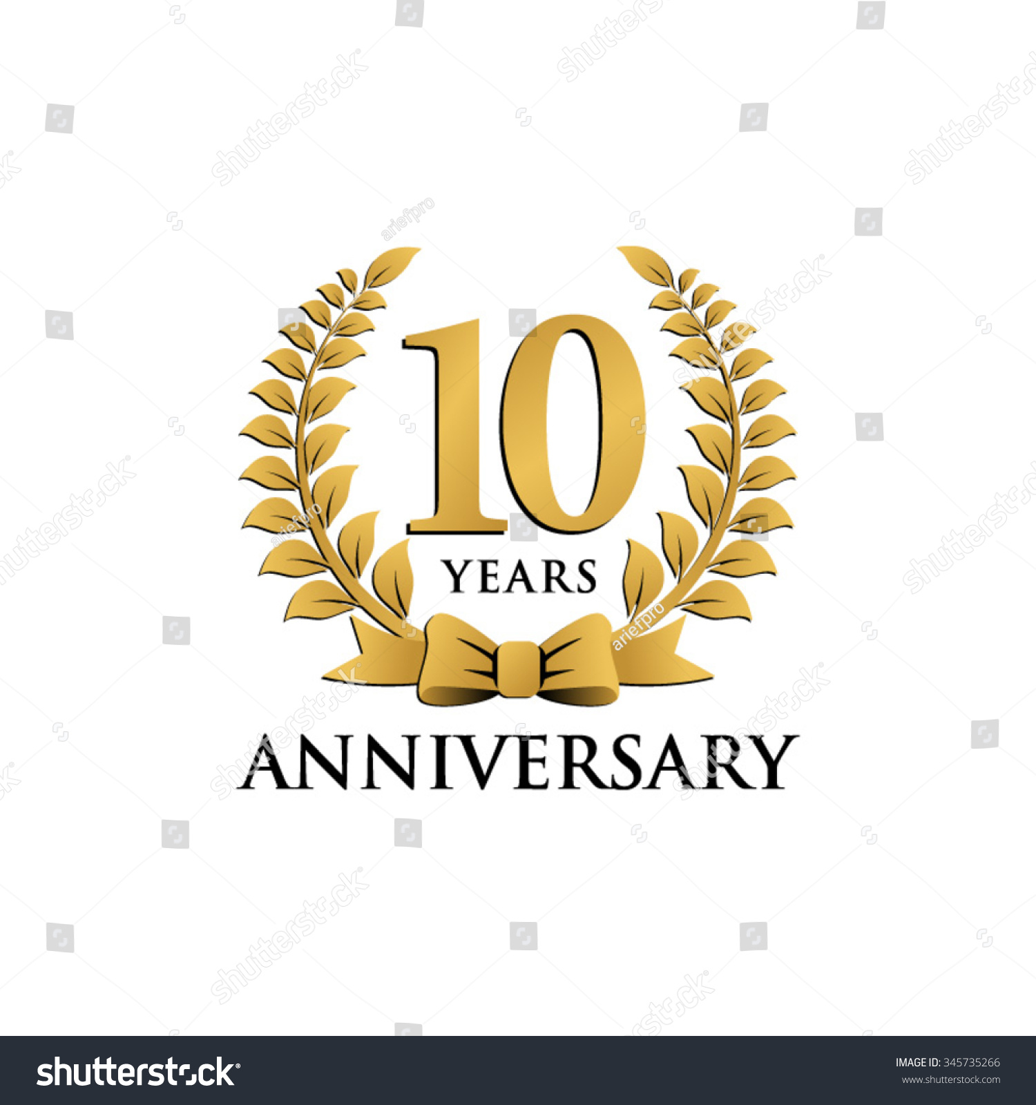 10 Years Anniversary Wreath Ribbon Logo Stock Vector 345735266 ...