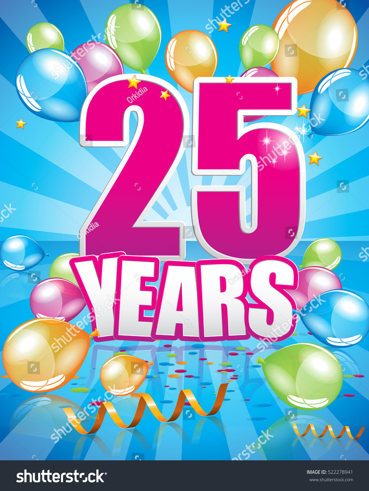 25 Years Birthday Card Full Vector Stock Vector (Royalty Free ...