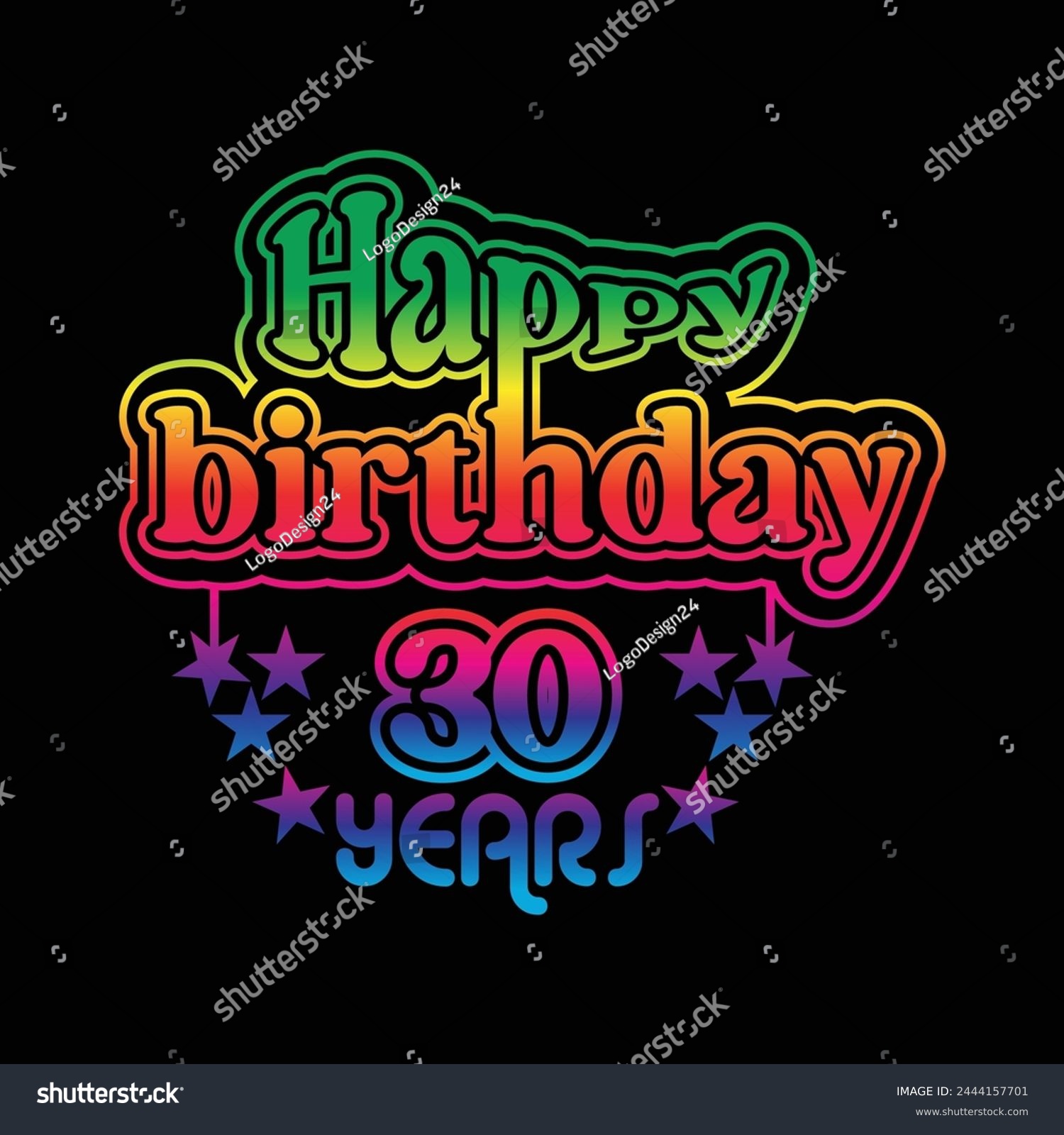 SVG of 30 Years  Birthday Celebrating. A Community Organized Event. Colorful Design svg